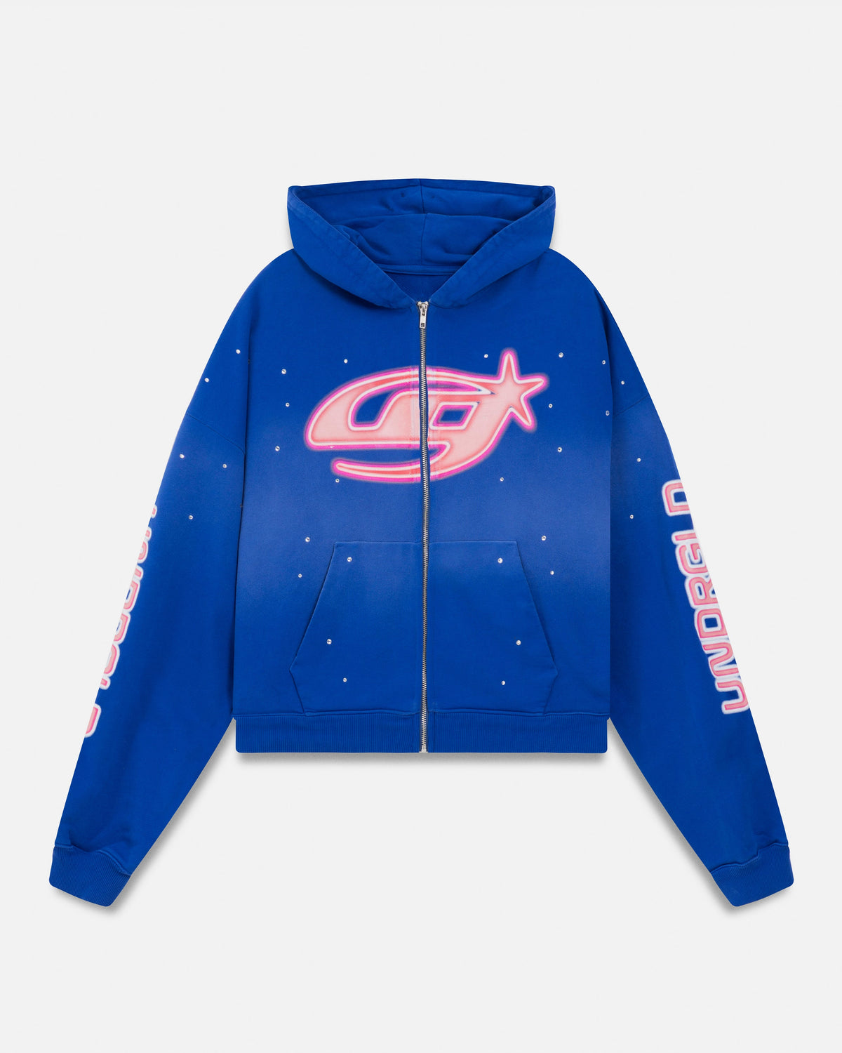 Act 1 Neon Zip Up Boxy Fit Hoodie Electric Blue