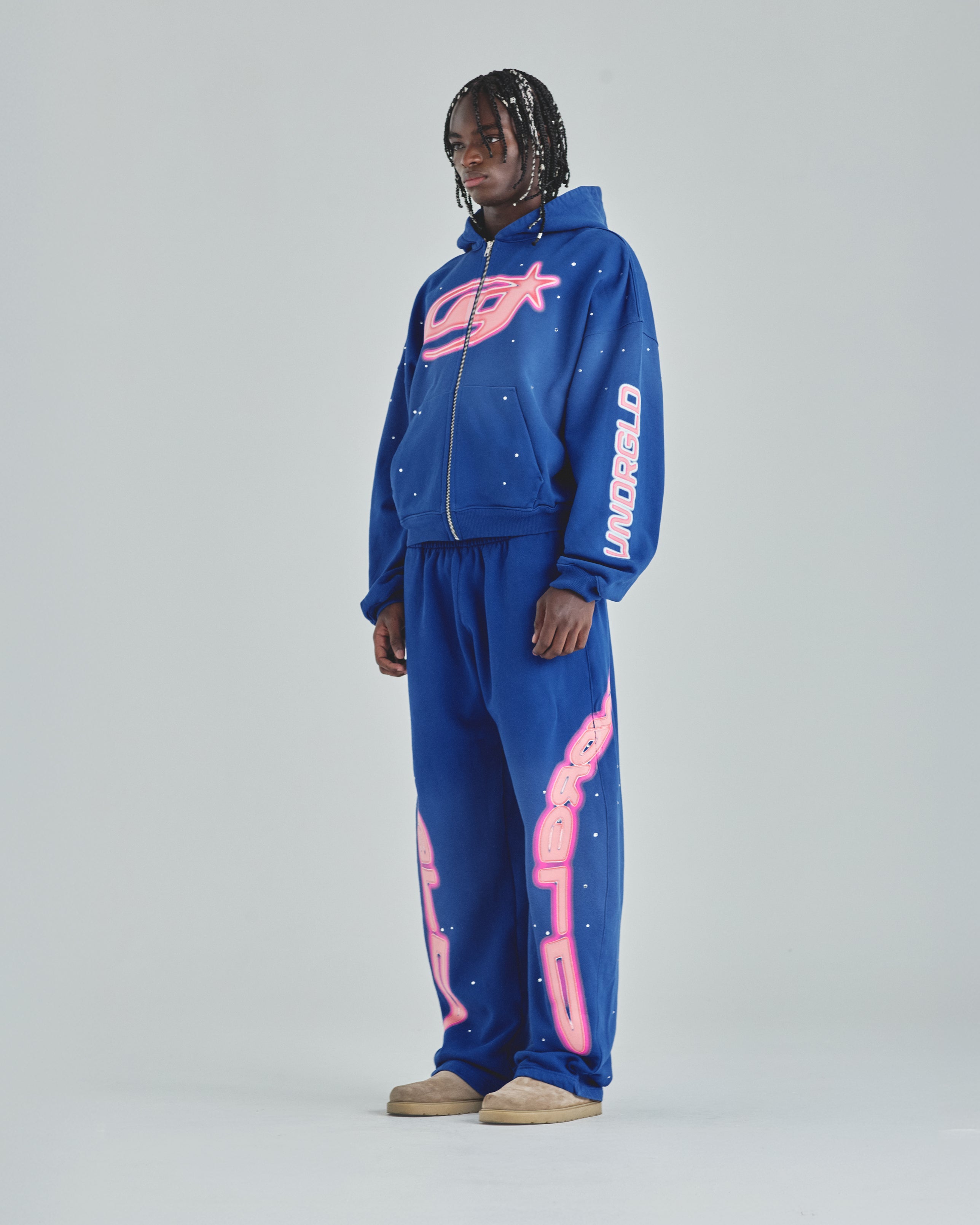 Act 1 Neon Zip Up Boxy Fit Hoodie Electric Blue