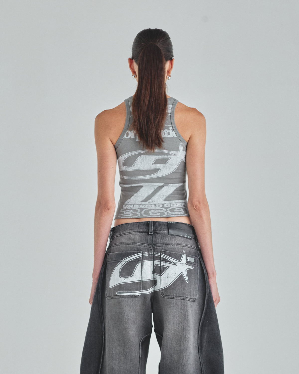 Act 1 Racer Halter Tank Top Gray
