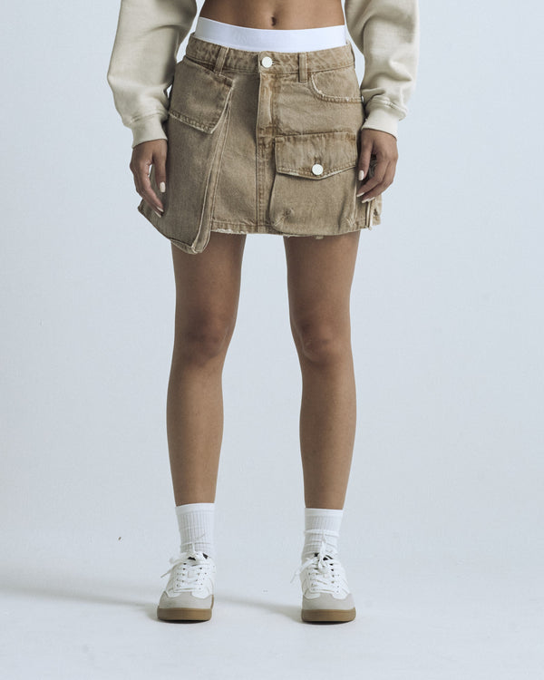 Basics Cargo Skirt Washed Camel