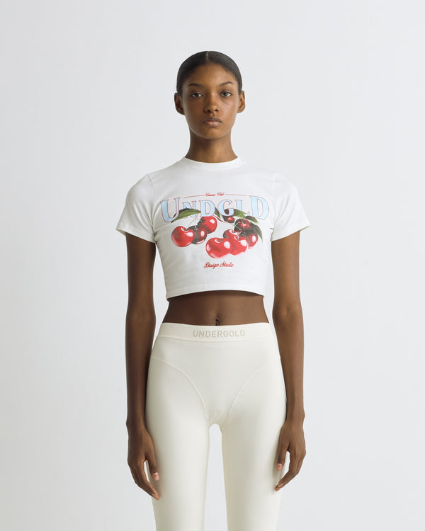 Basics Cherries Baby Tee White