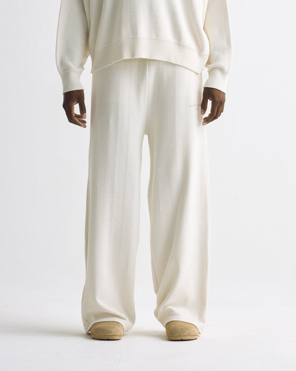 Basics Herringbone Knit Straightpants Cream