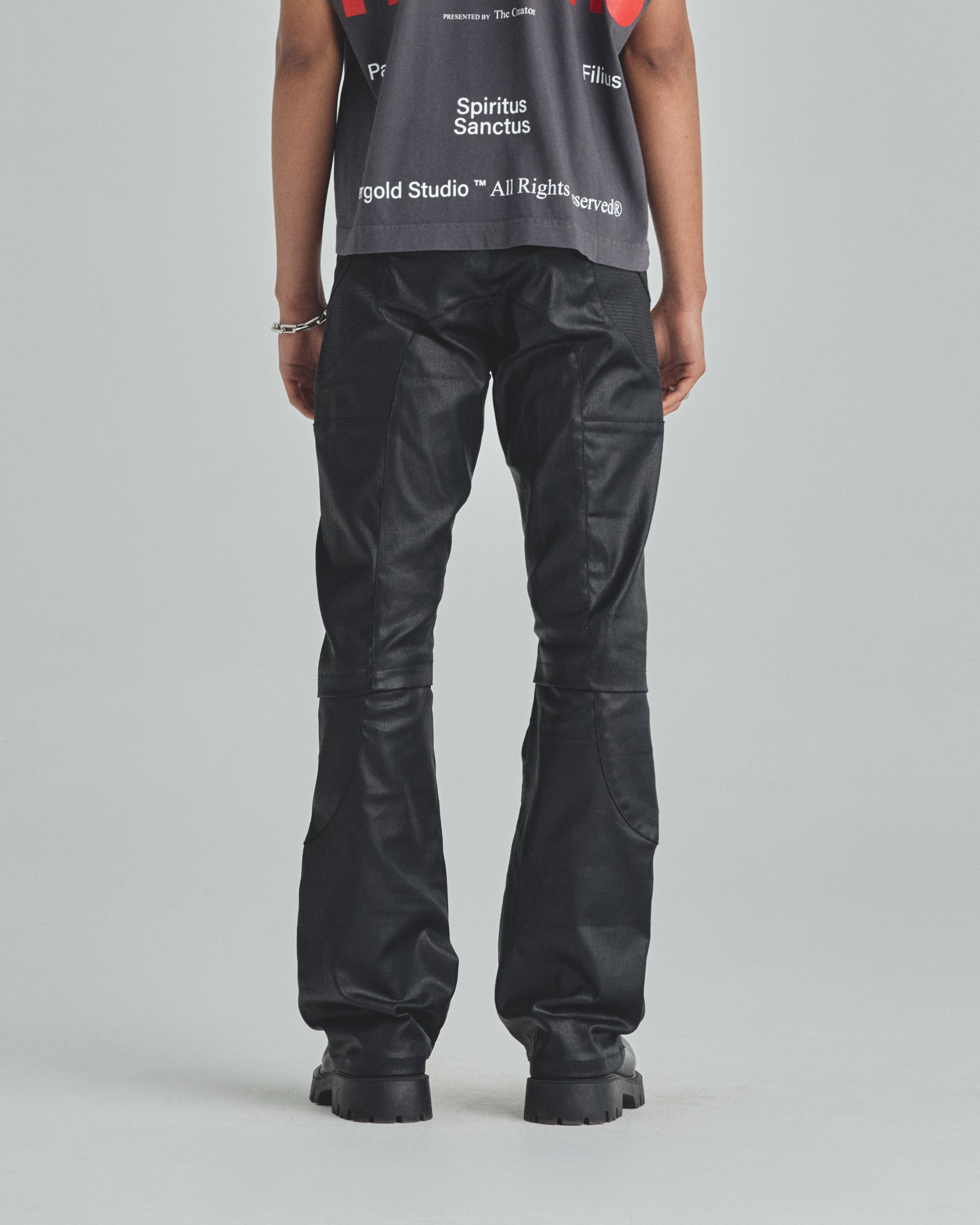 Basics Pleather Flare Pants Black