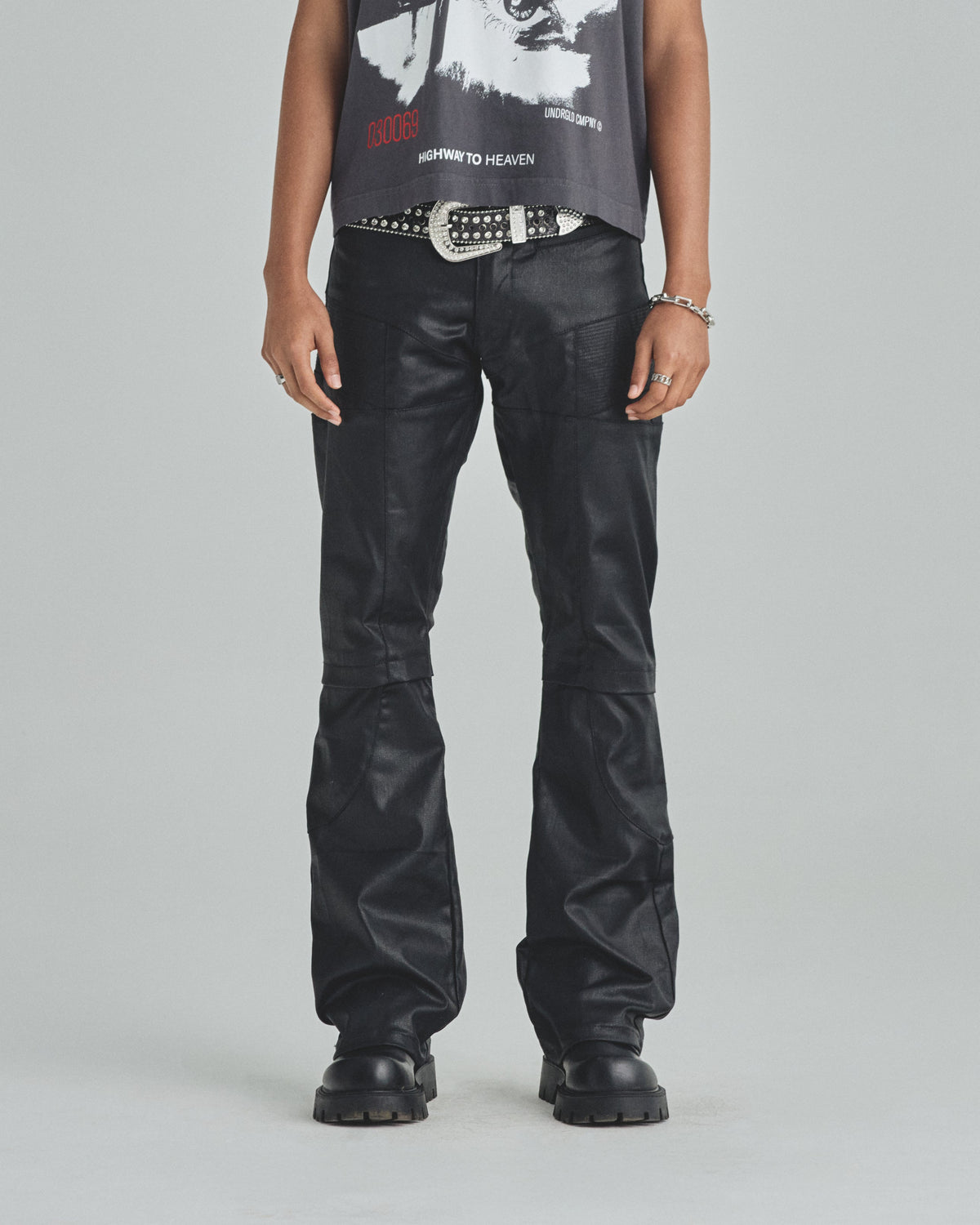 Basics Pleather Flare Pants Black