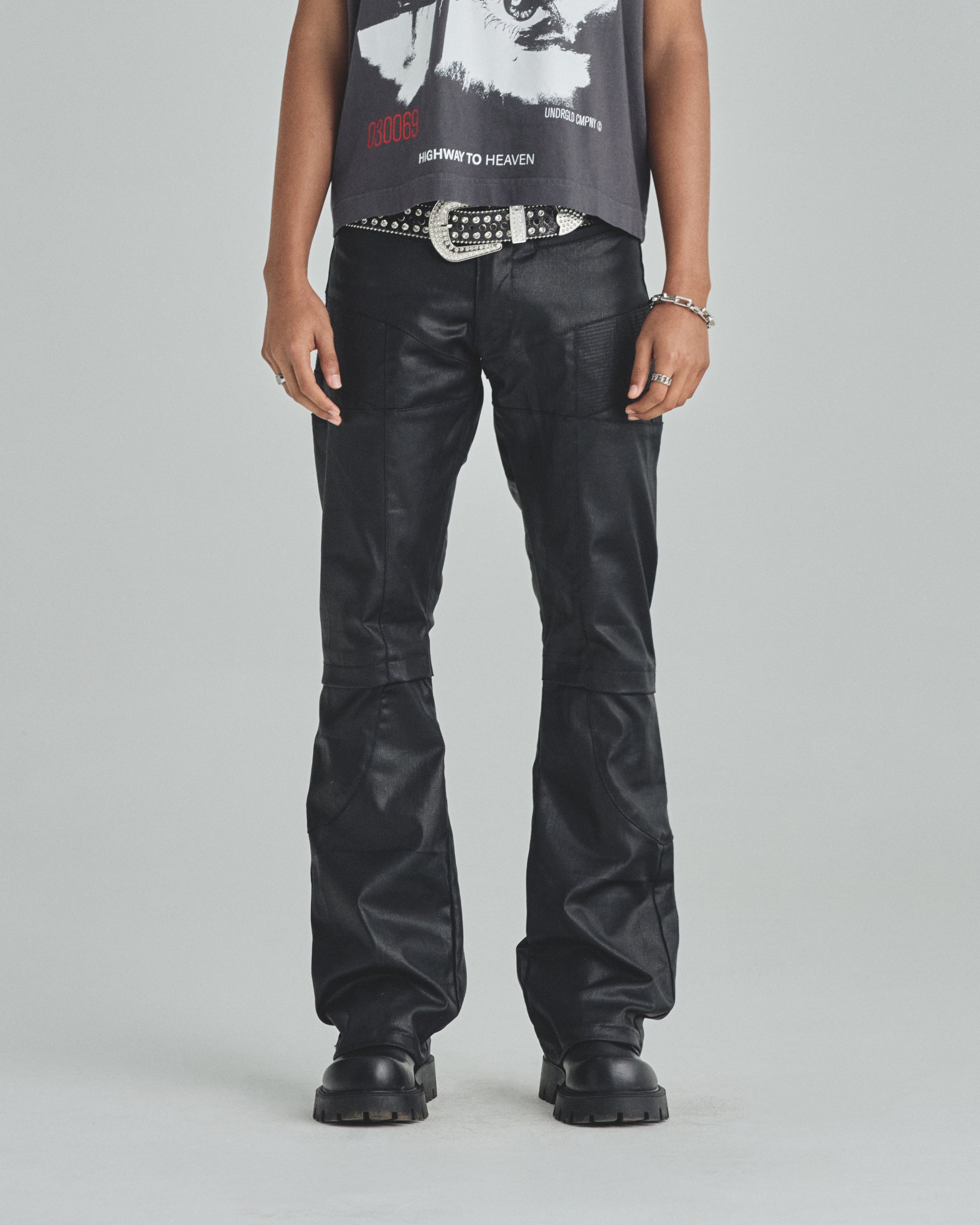 Basics Pleather Flare Pants Black