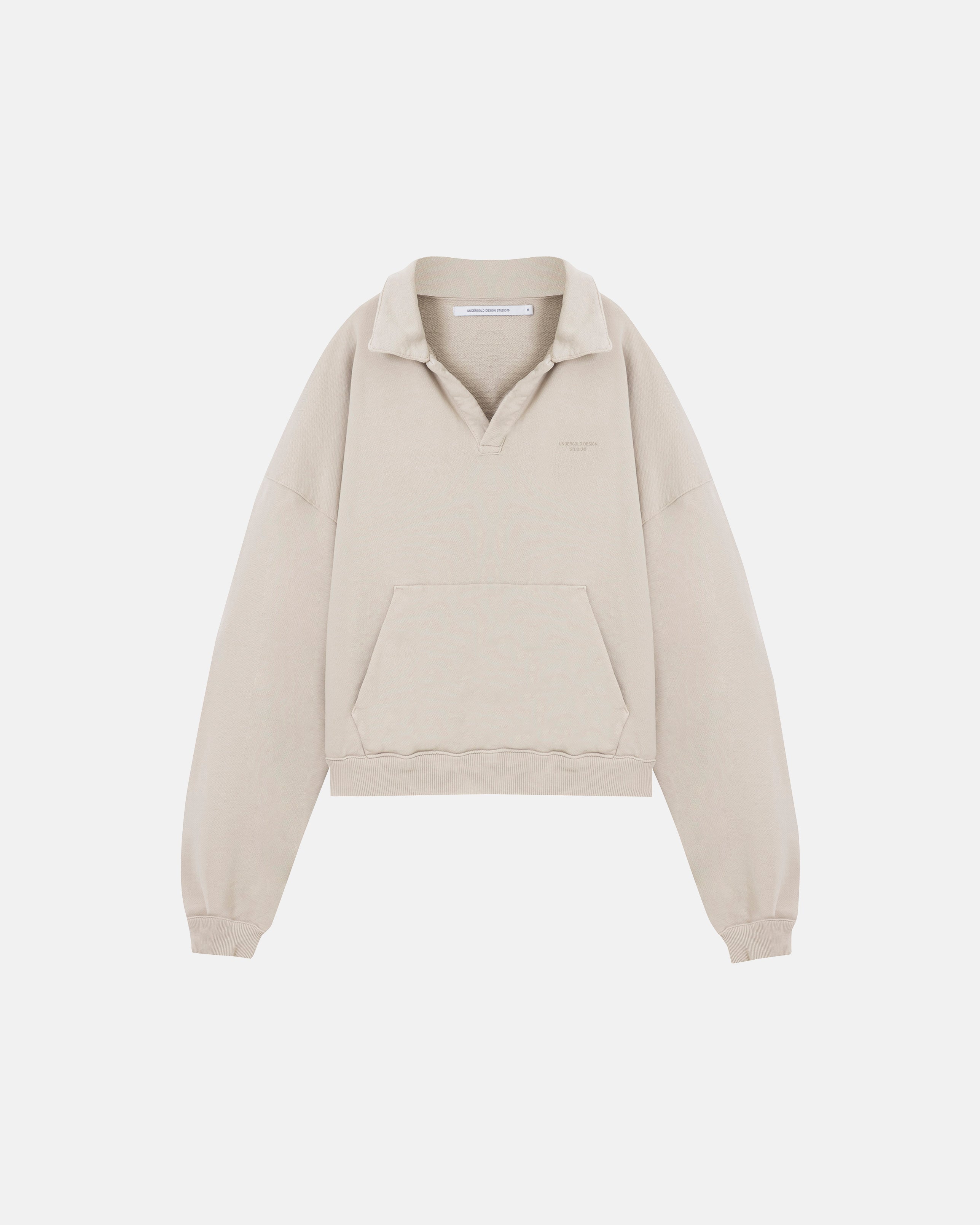 Basics Polo Collar Boxy Fit Hoodie Cream