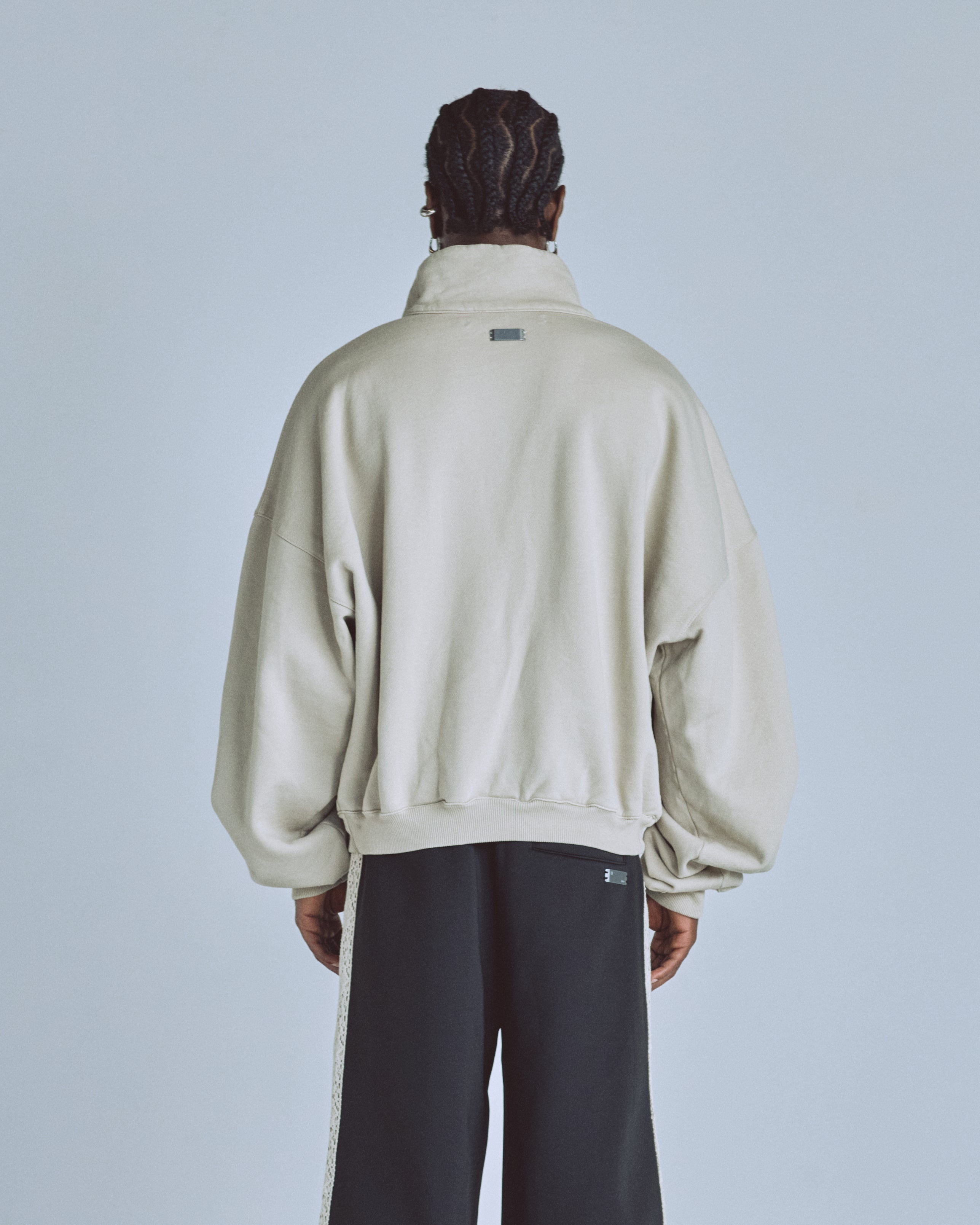 Basics Polo Collar Boxy Fit Hoodie Cream