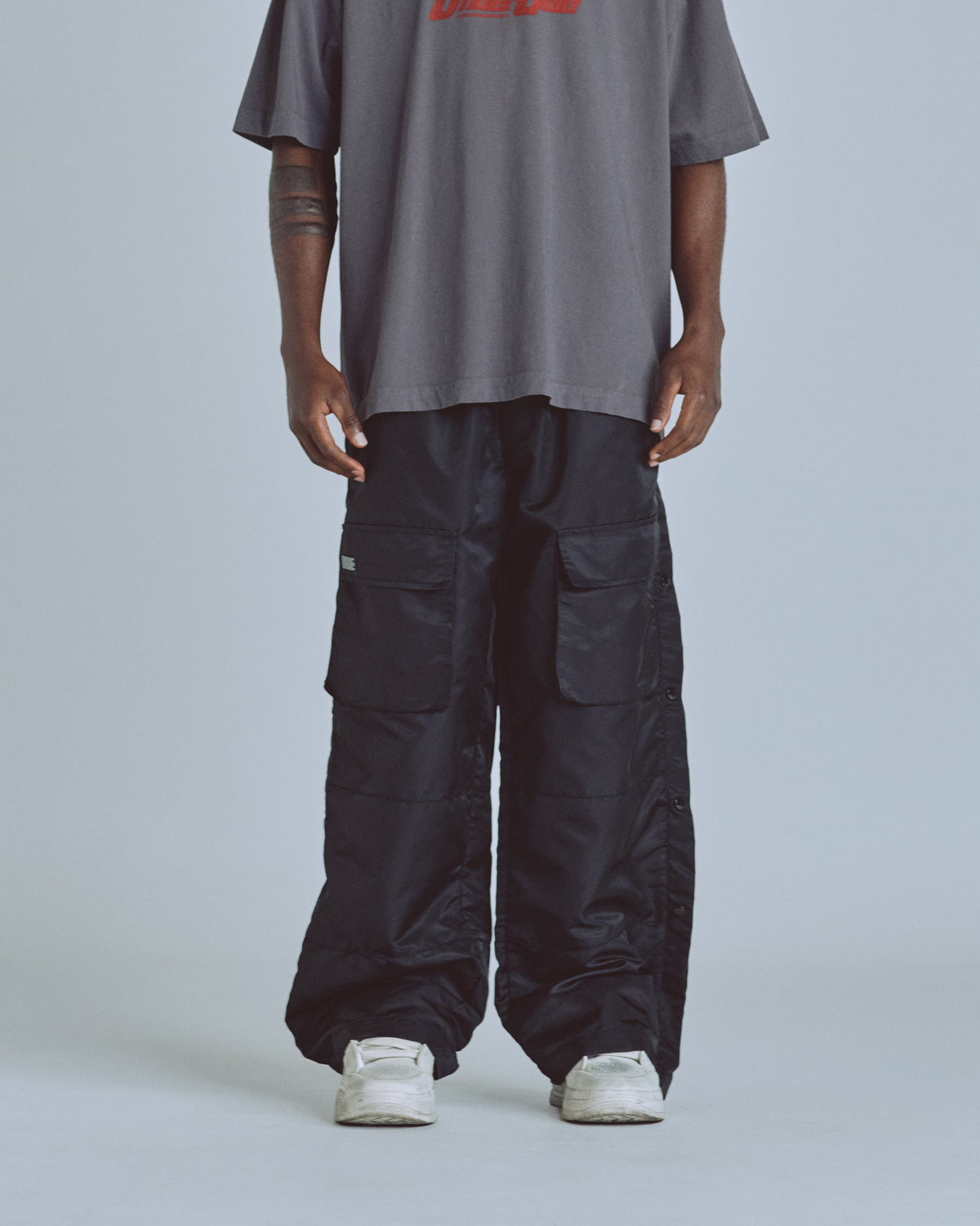 Basics Side Buttons Cargo Pants Black