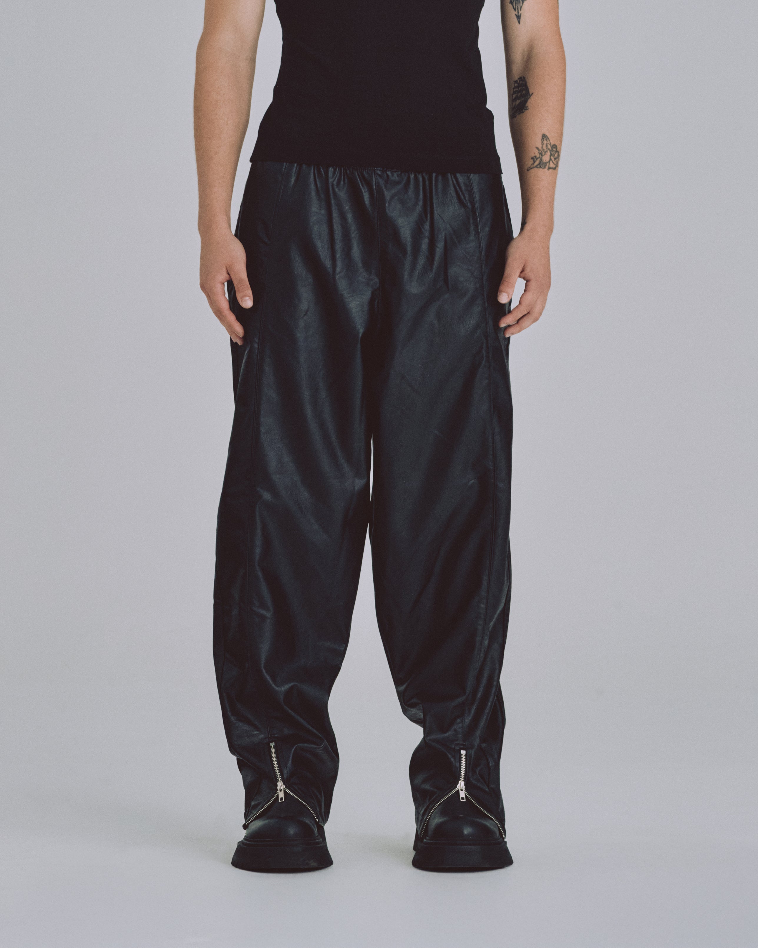 Basics Synthetic Straight Pants Black