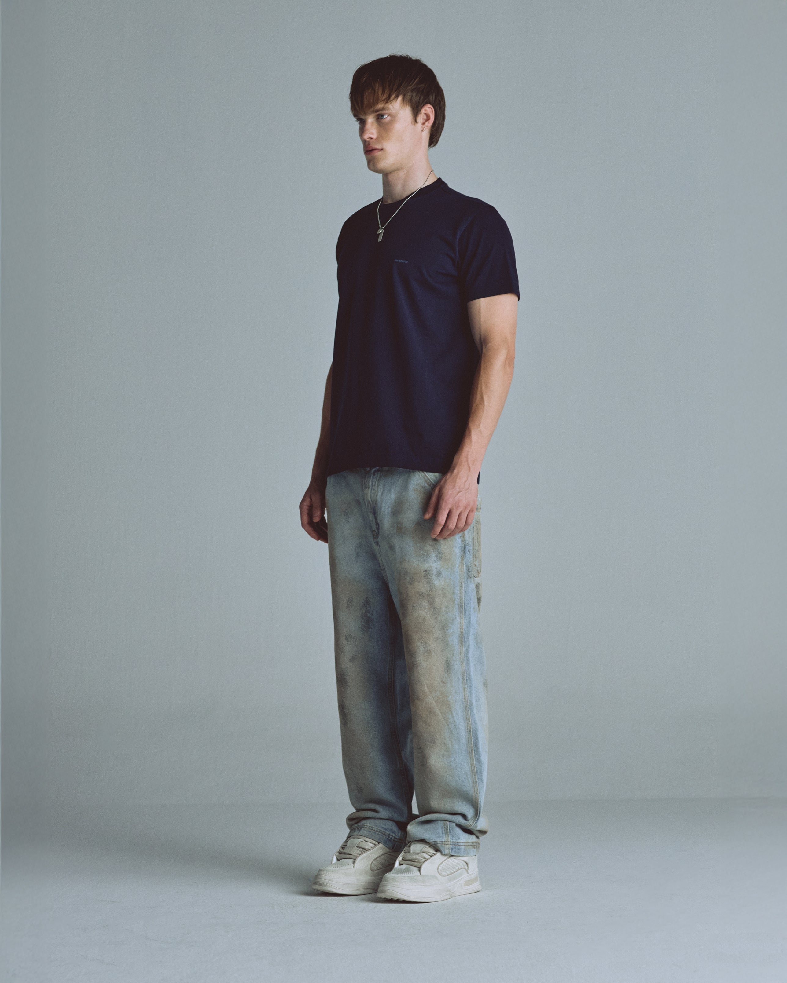 Basics Tiny Logo Regular Fit Tshirt Navy Blue