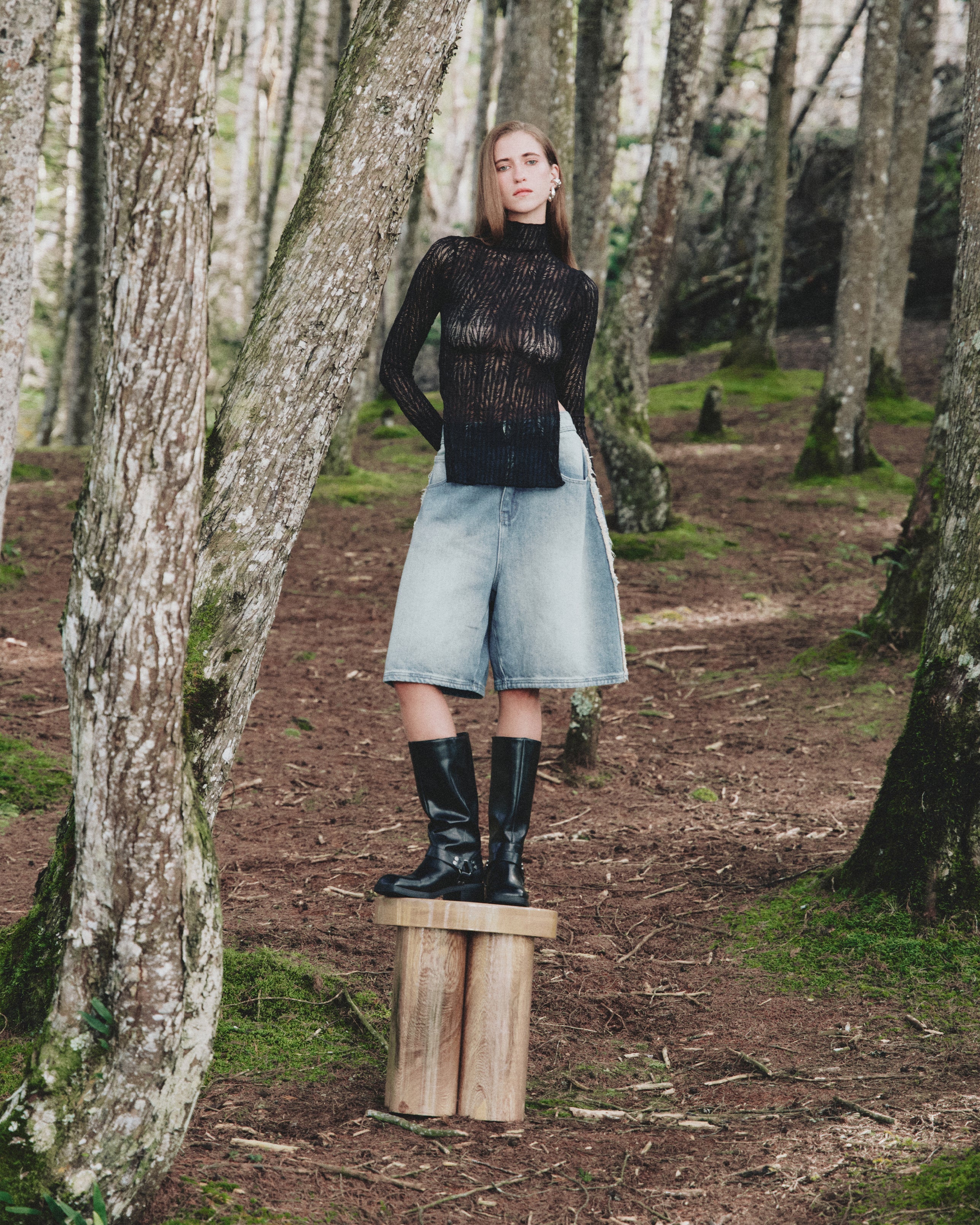 Basics Turtle Neck Top Transparent Black