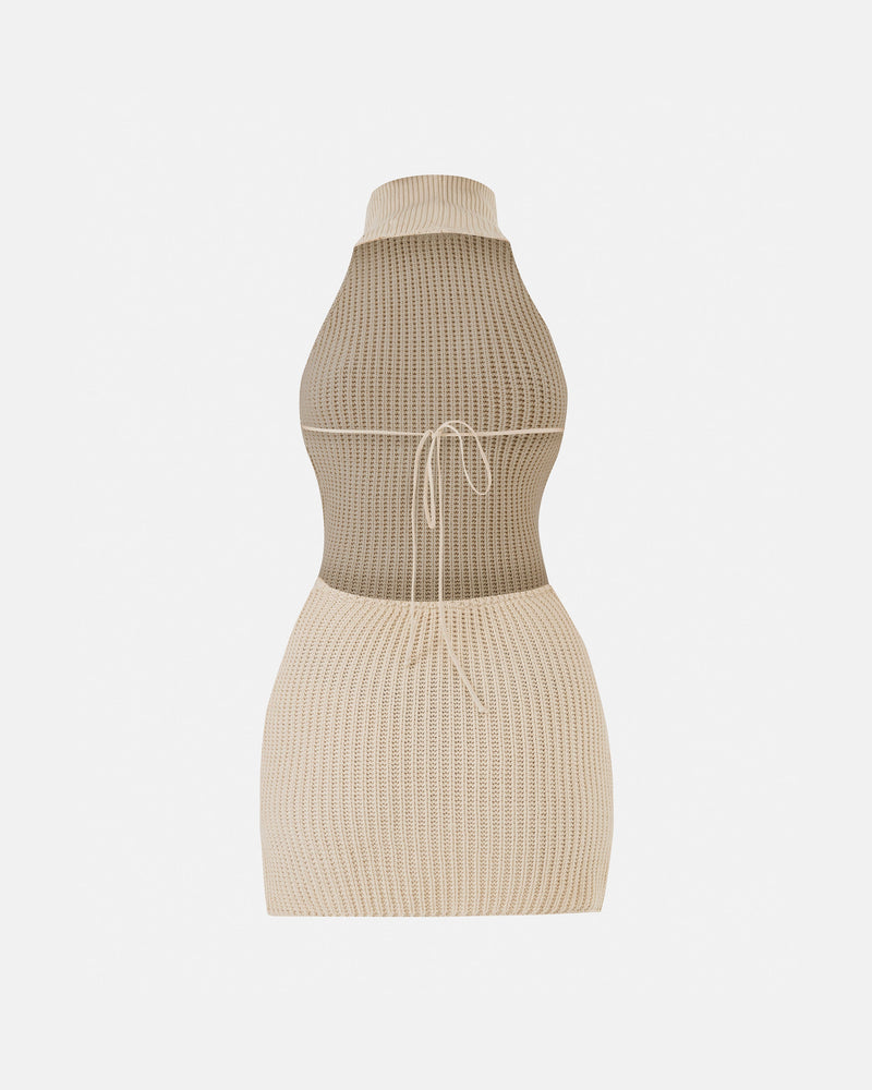 Basics Turtleneck Knitted Dress Cream