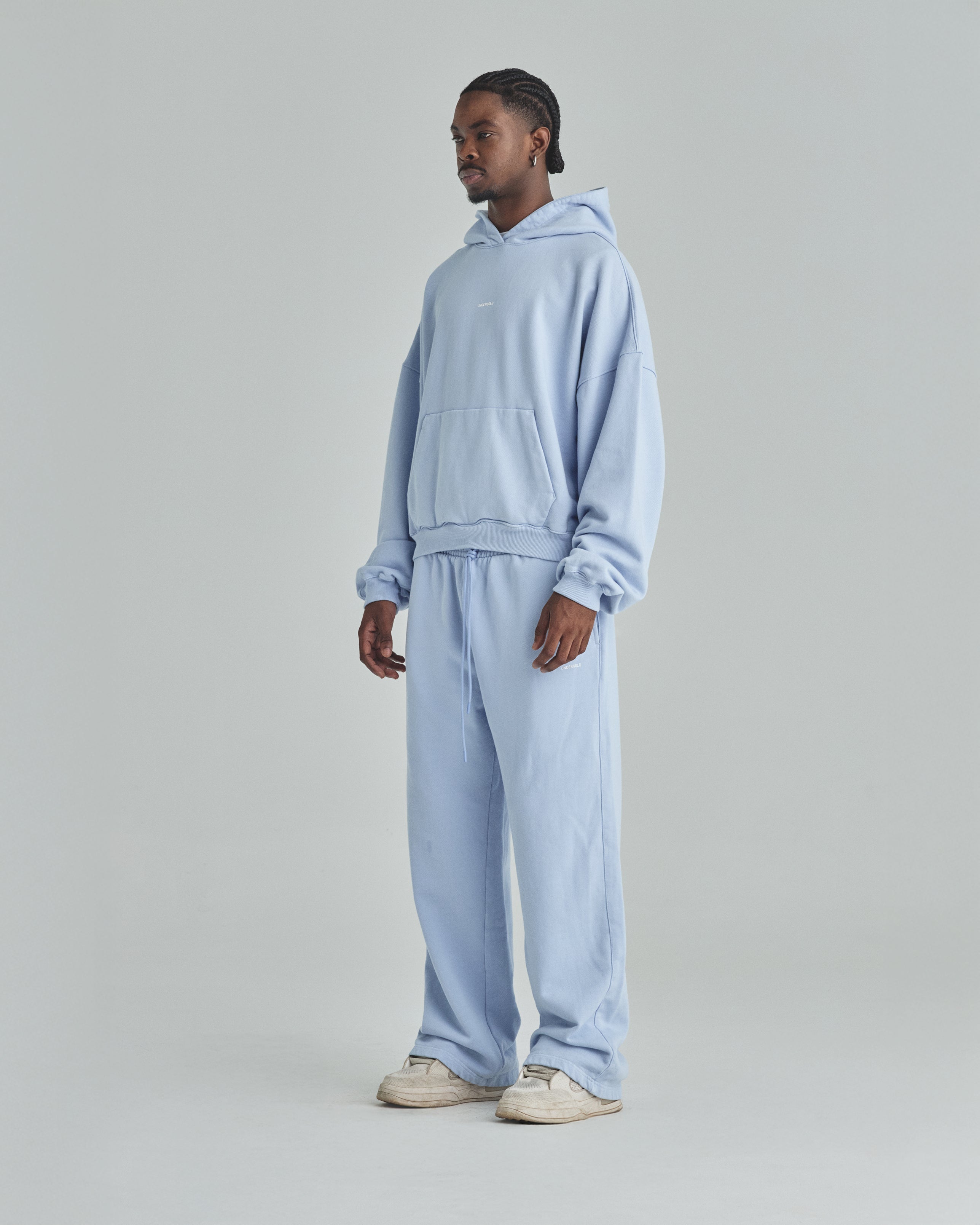 Basics Undergold Boxy Fit Hoodie Light Blue