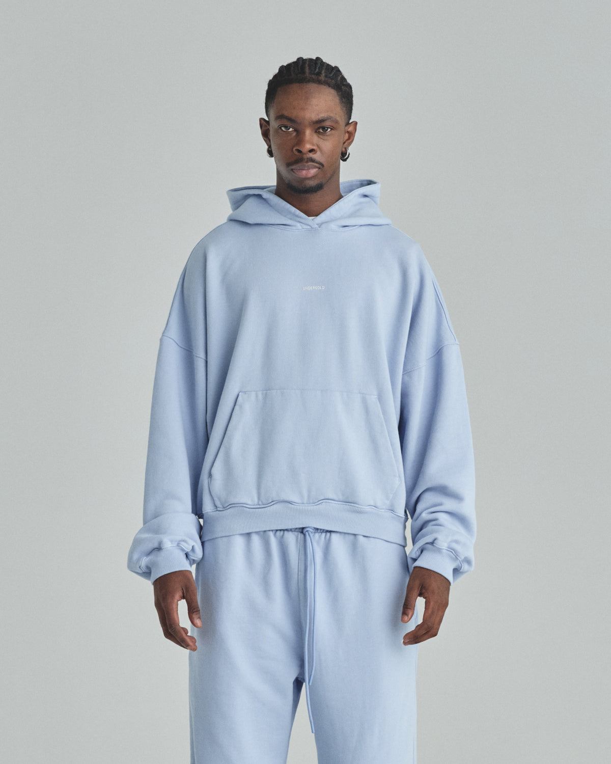 Basics Undergold Boxy Fit Hoodie Light Blue