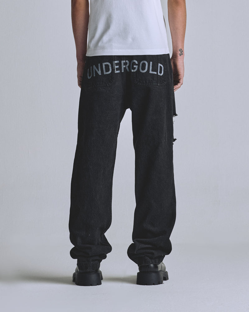 Basics UNDERGOLD Ripped Regular Jean Washed Black