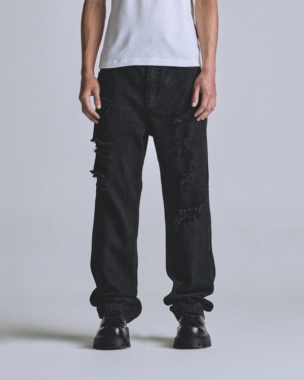 Basics UNDERGOLD Ripped Regular Jean Washed Black