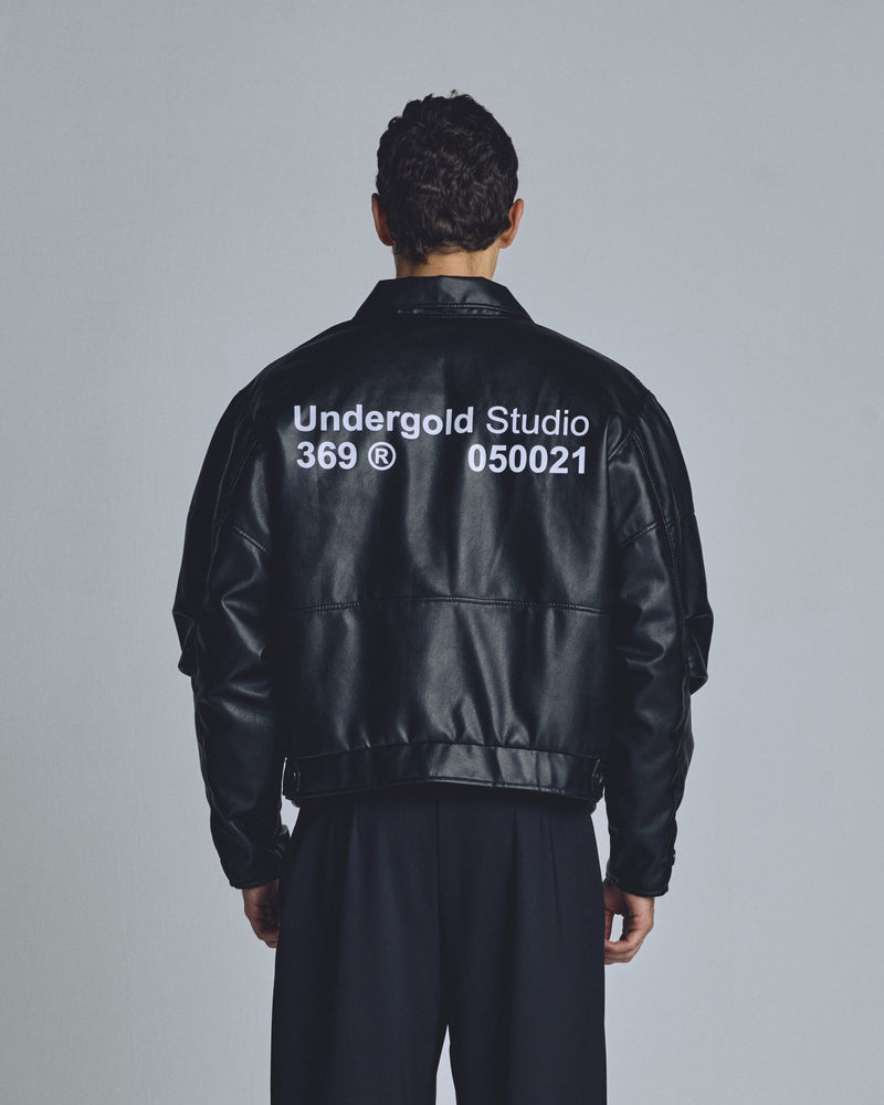 Basics Undergold Studio Leather Boxy Fit Jacket Black