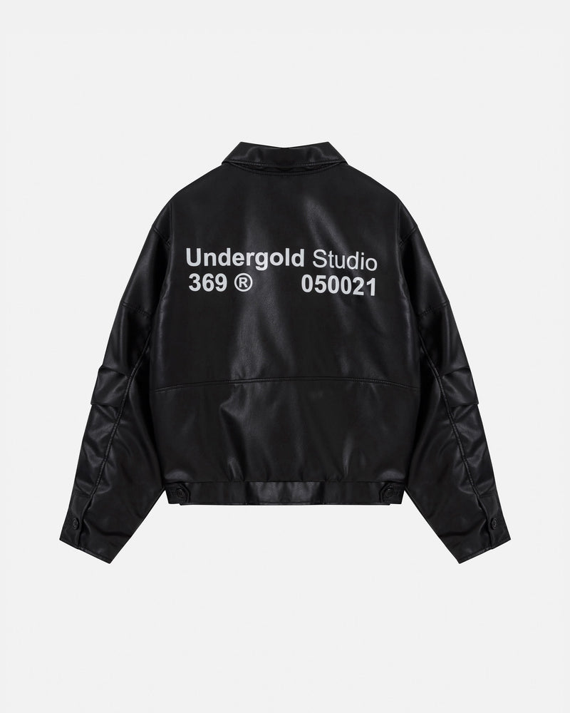 Basics Undergold Studio Leather Boxy Fit Jacket Black