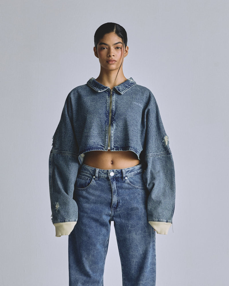 Basics UNDGLD Cropped Jacket Washed Blue