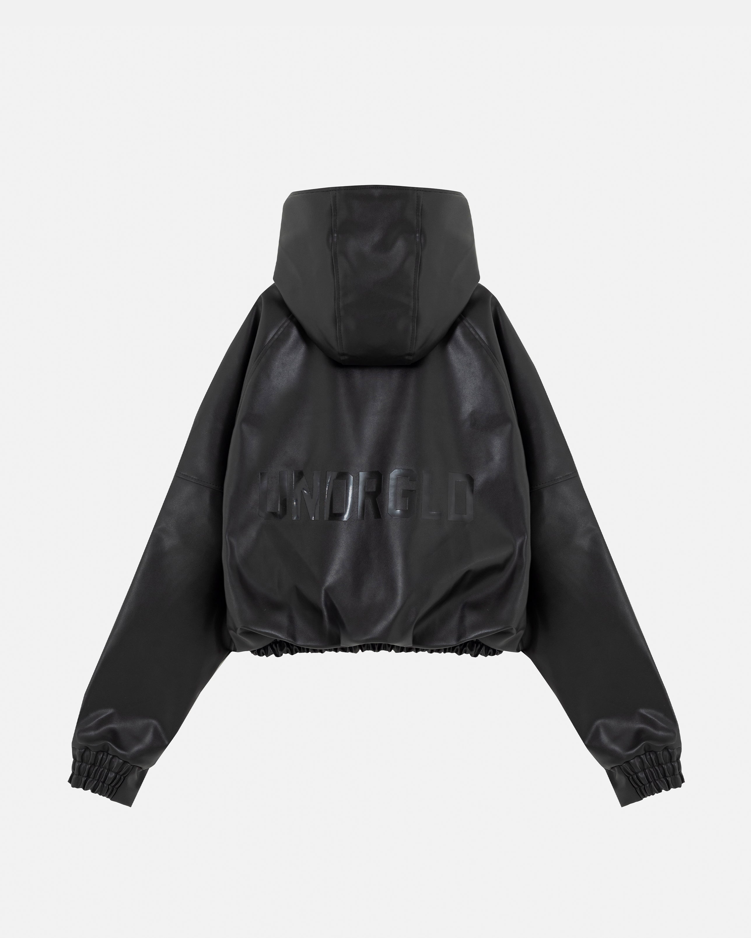 Basics UNDRGLD Leather Zip Up Hoodie Jacket Black