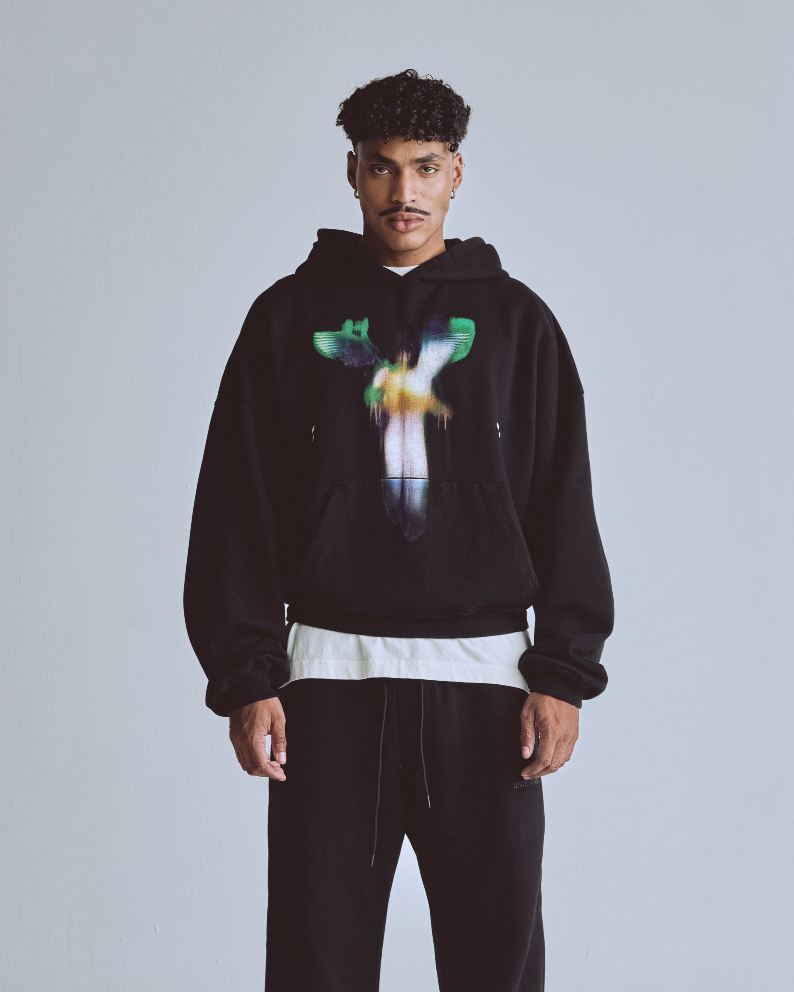 askyurself Faded Angel Boxy Hoodie ブラック Capsule Angel Boxy Fit Hoodie Black