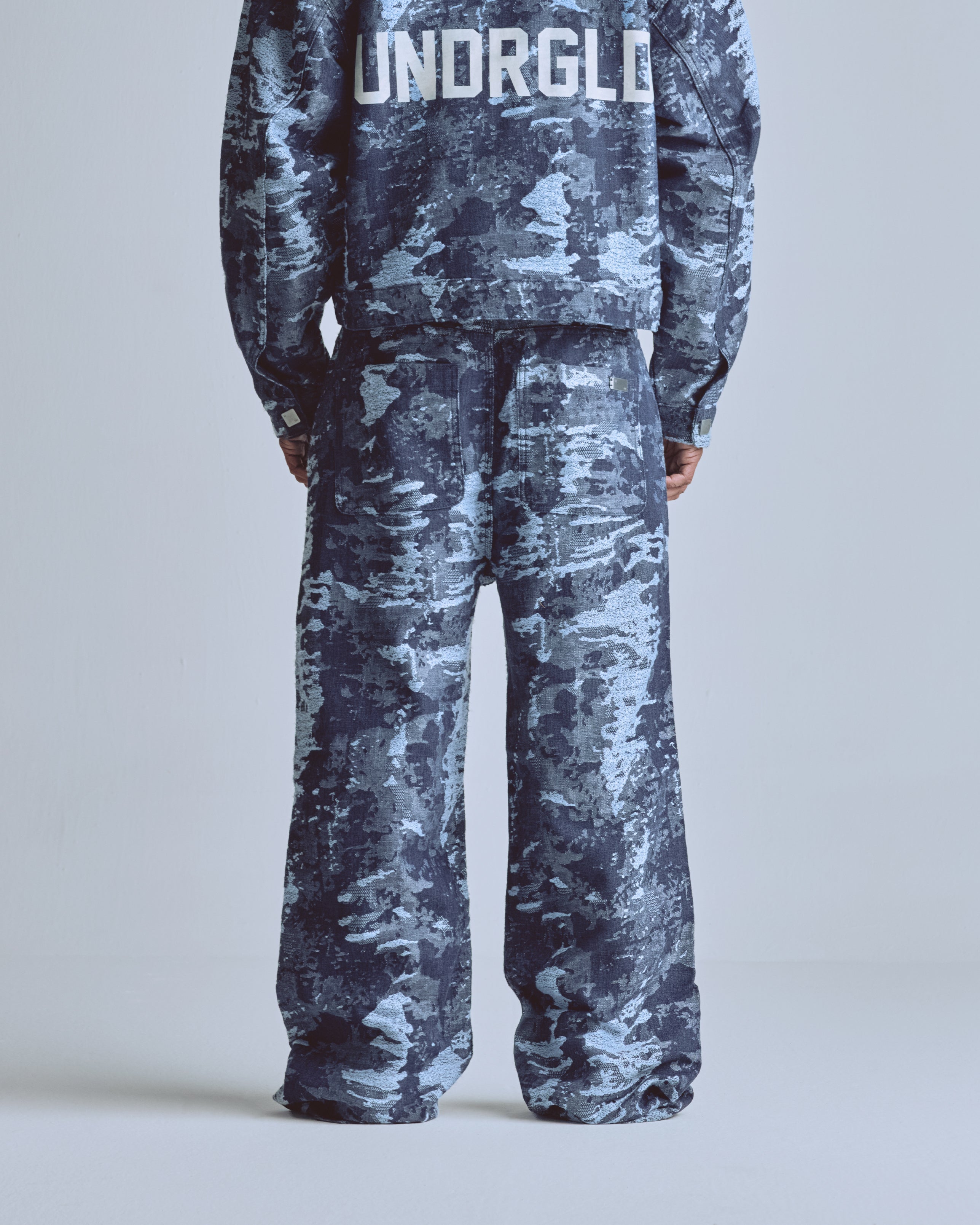 Capsule Basic Jacquard Wide Jeans Cammo Blue