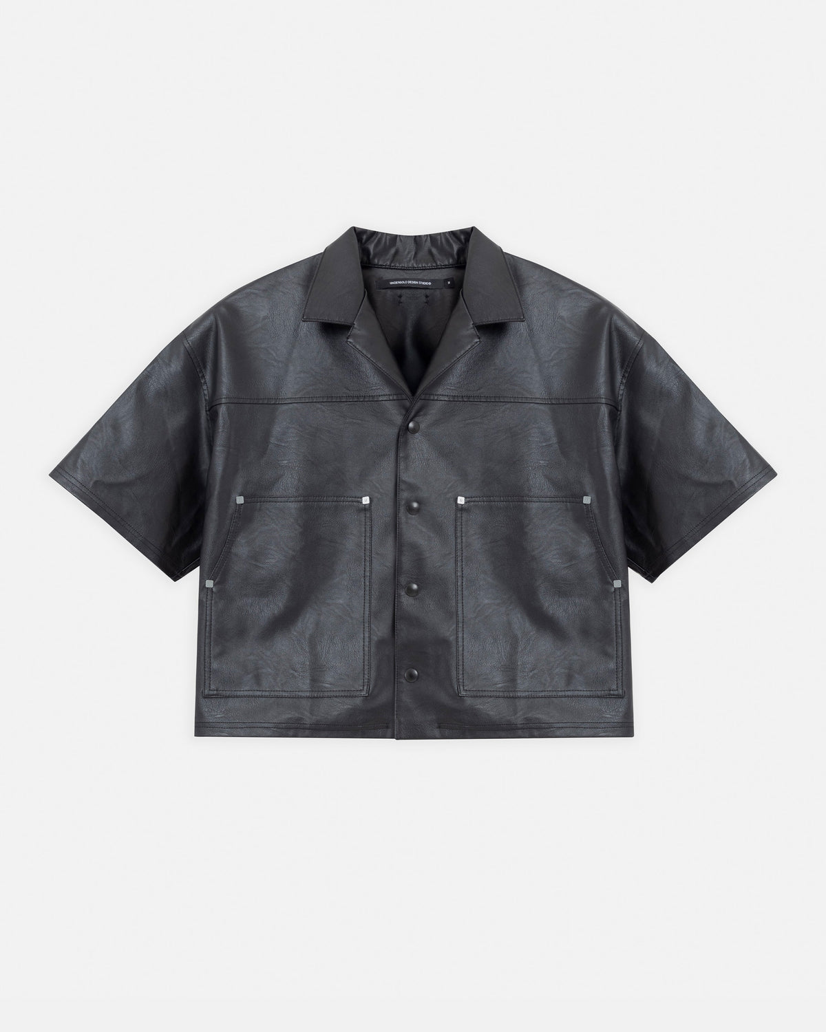 Capsule Basic Pleather Boxy Fit Shirt Black