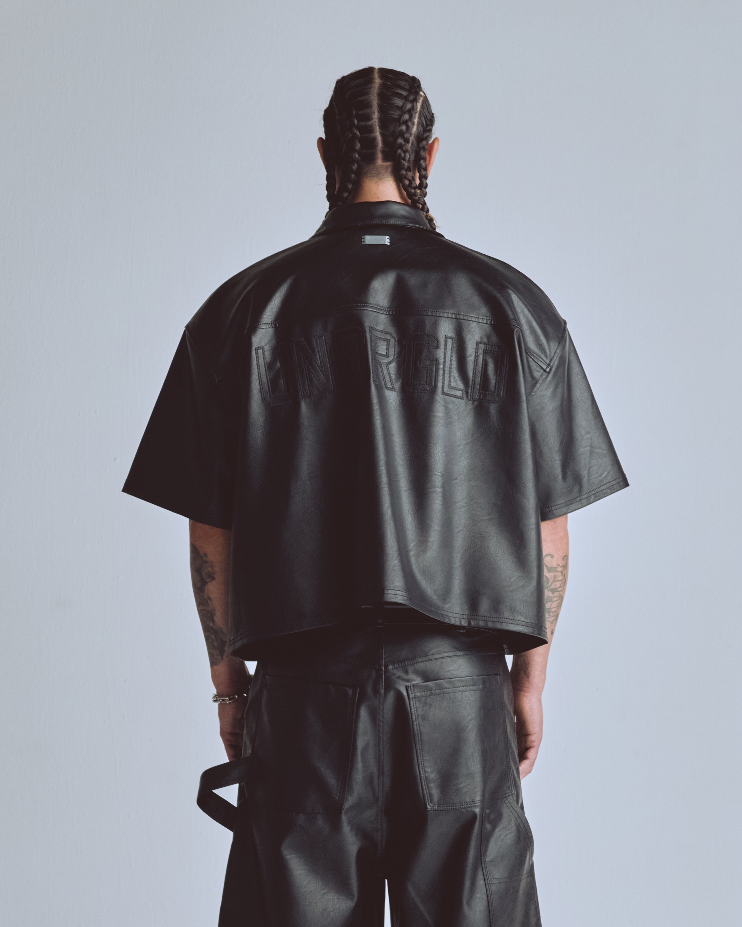 Capsule Basic Pleather Boxy Fit Shirt Black