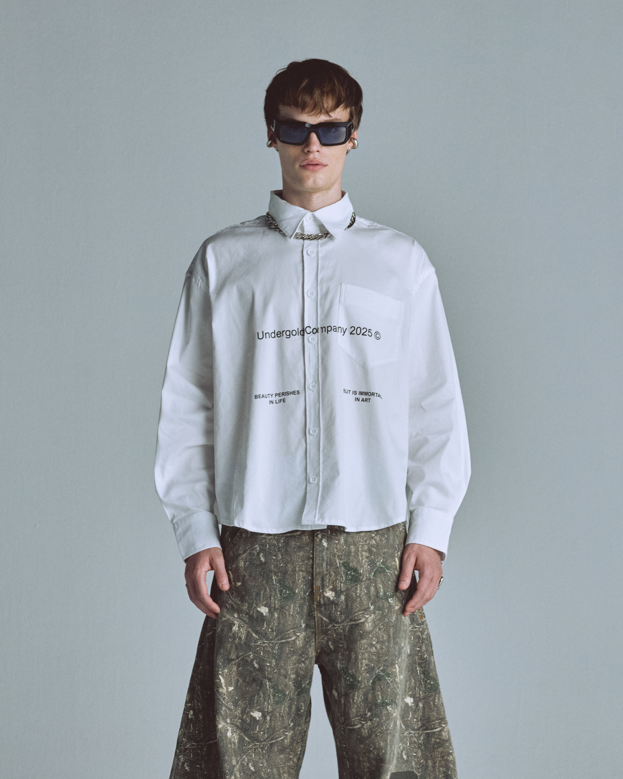 Echoes Beauty Long Sleeve Boxy Fit Shirt Bone