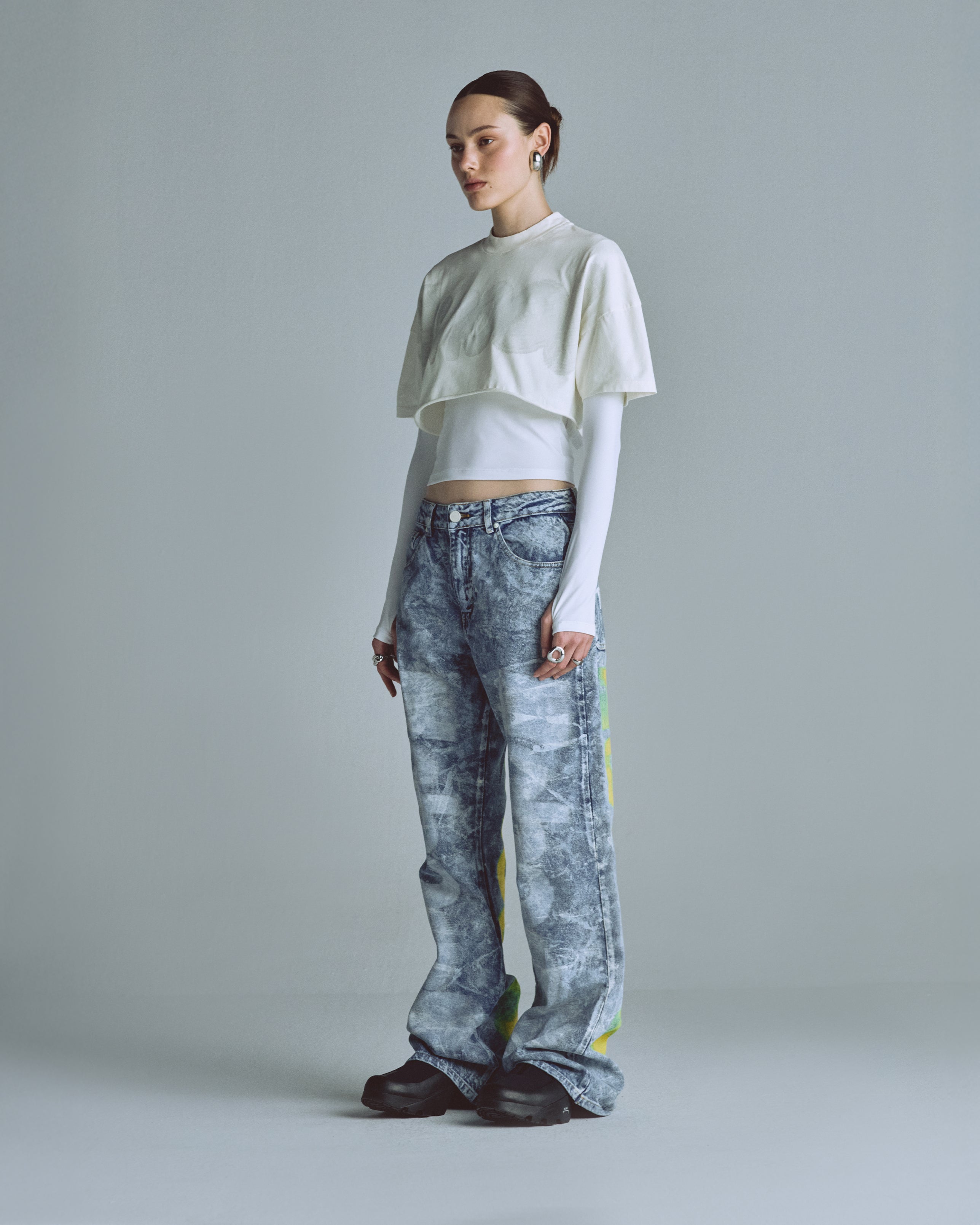 Echoes Echo Crop Top White