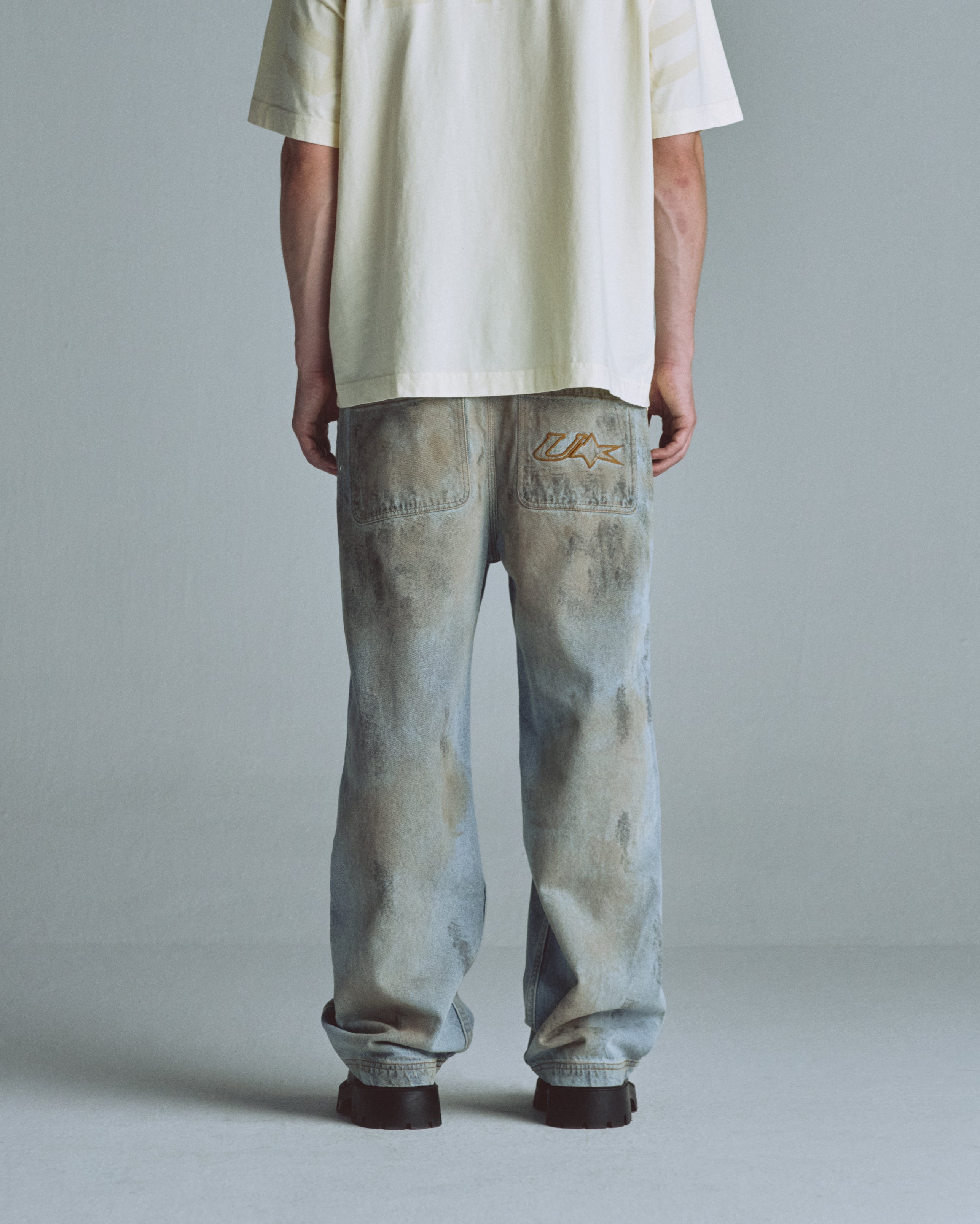 Echoes U Star Wide Jeans Washed Blue