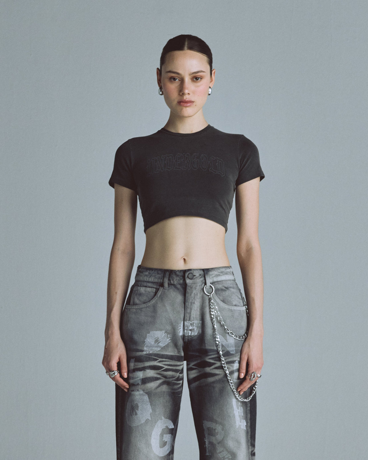 Echoes UNDRGLD Baby Tee Old Washed Gray