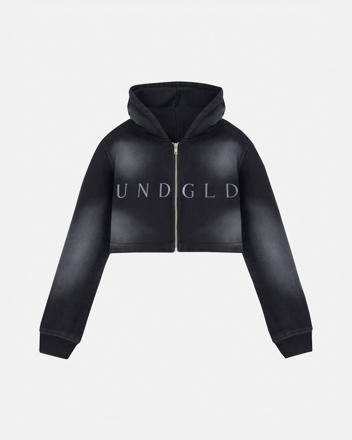 Eternal UNDGLD Slim Fit Zip Up Cropped Hoodie Smoky Black