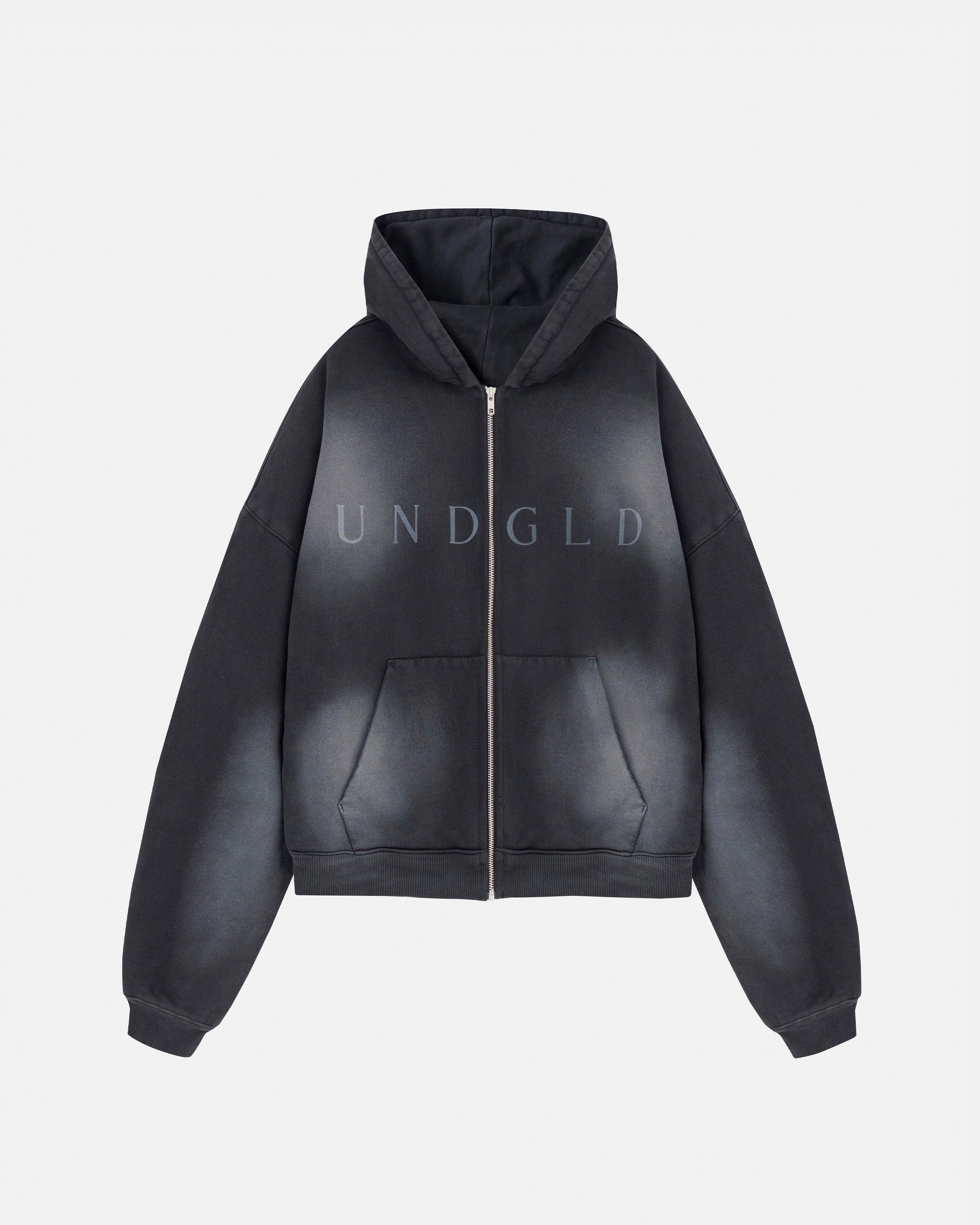 Eternal UNDGLD Boxy Zip Up Hoodie Smoky Black