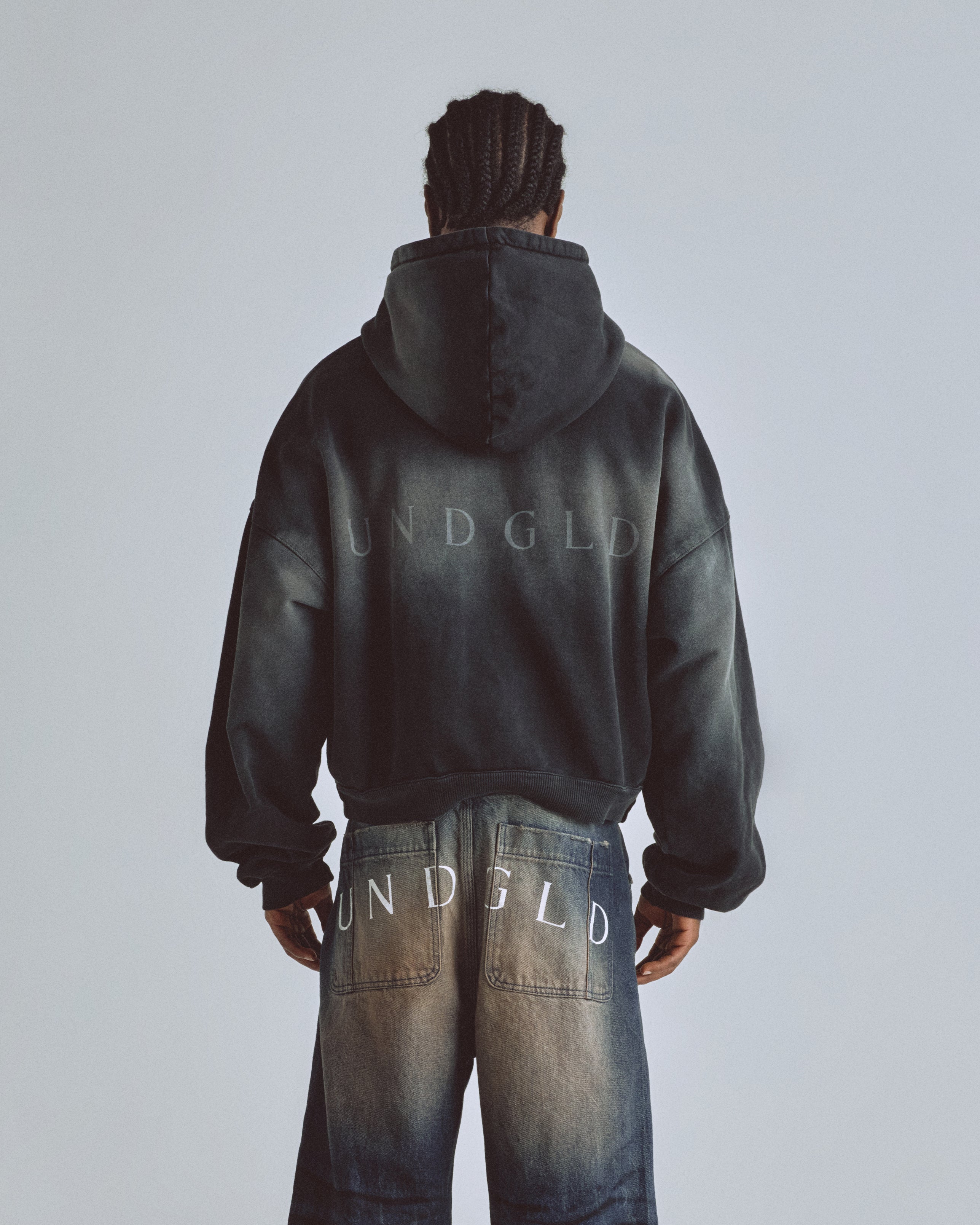 Eternal UNDGLD Boxy Zip Up Hoodie Smoky Black