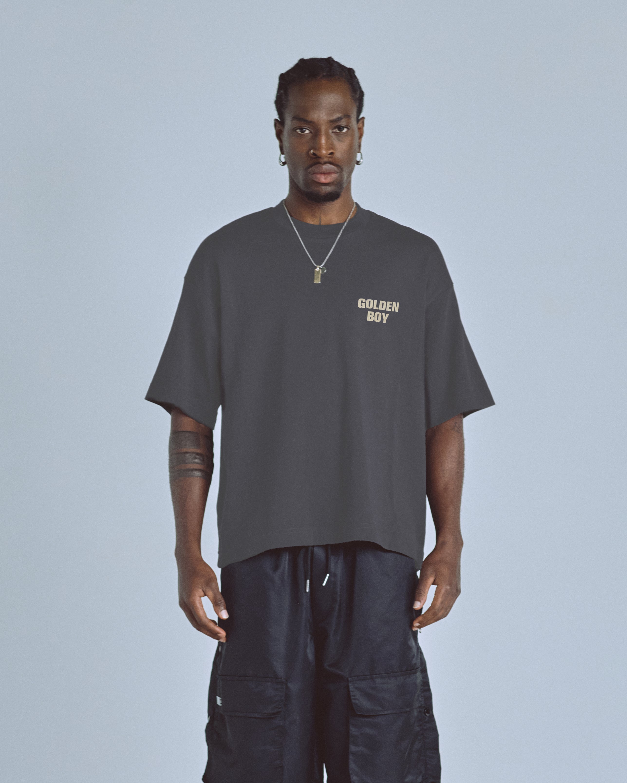 GOLDEN 　　GOLDEN BF SHIRT Golden Heritage Golden Boy Boxy Fit Tshirt Gray