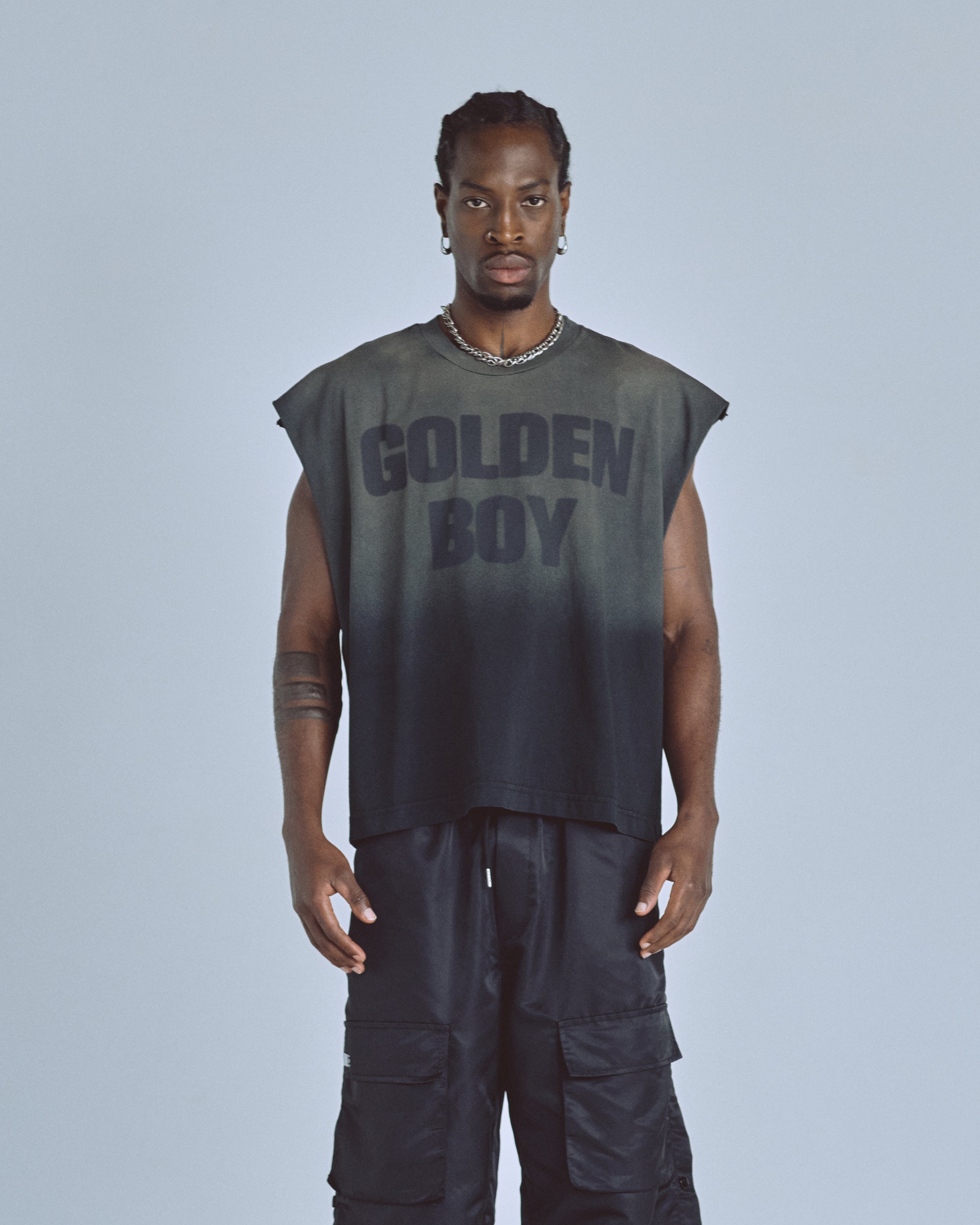Golden Heritage Golden Boy Sleeveless Tshirt Faded Black