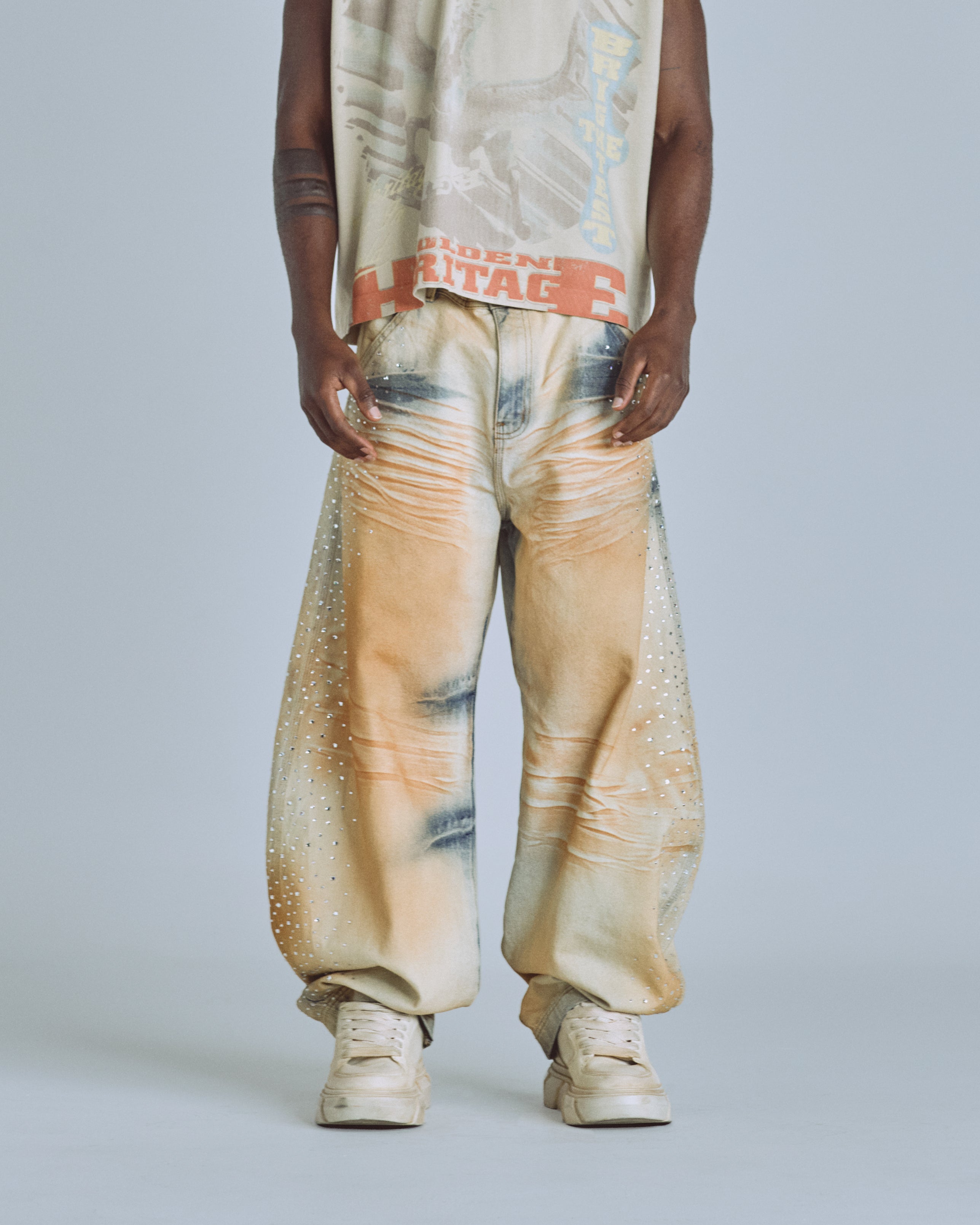 Golden Heritage Pearled Barrel Jeans Oasis Blue