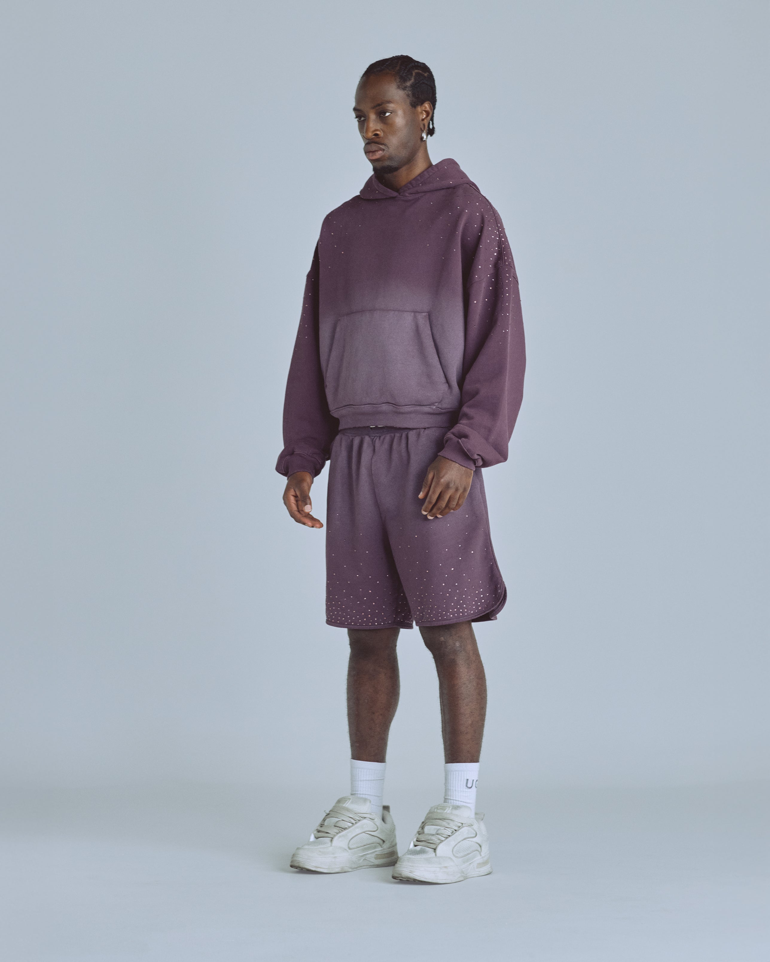Golden Heritage Pearled Boxy Fit Hoodie Burgundy