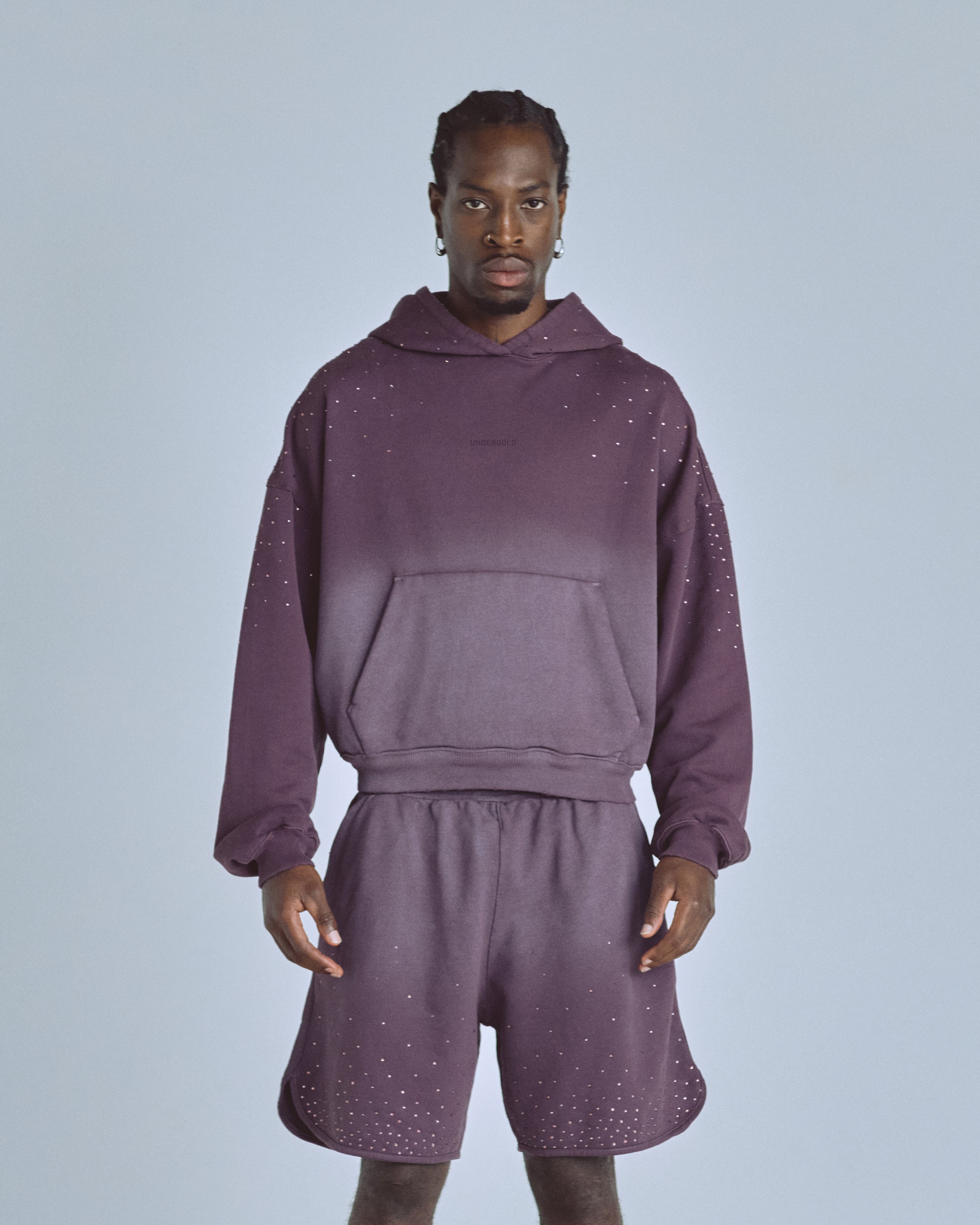 Golden Heritage Pearled Boxy Fit Hoodie Burgundy