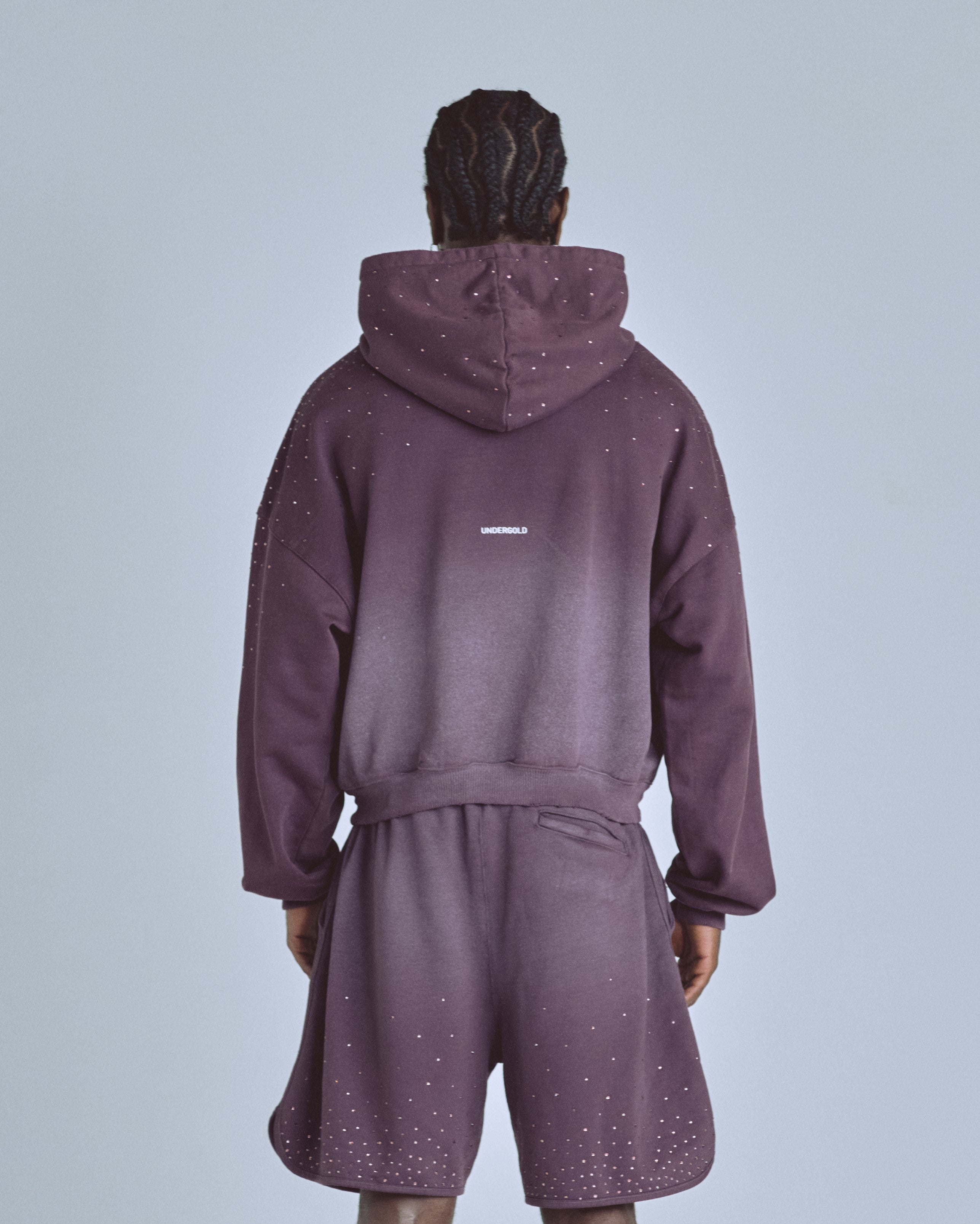 Golden Heritage Pearled Boxy Fit Hoodie Burgundy