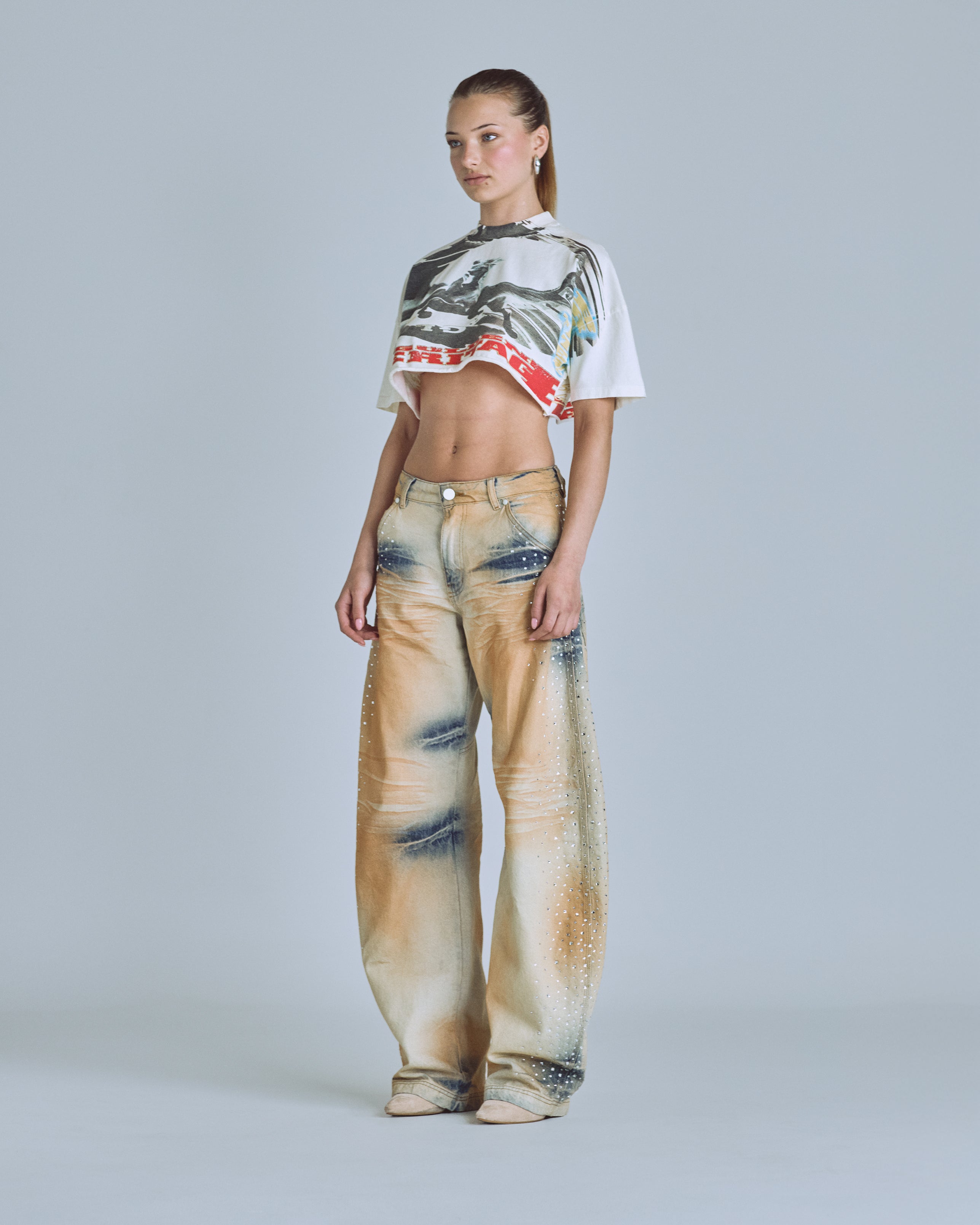 Golden Heritage Pegasus Crop Top White