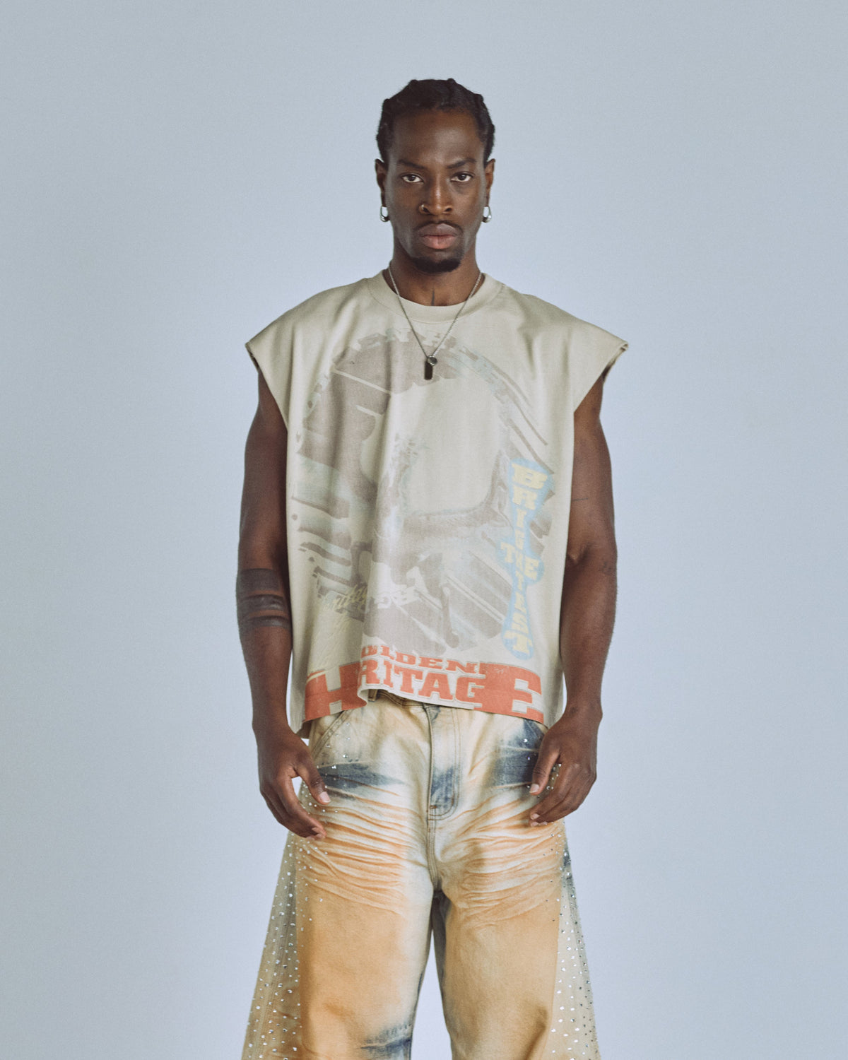 Golden Heritage Pegasus Sleeveless Tshirt Cream