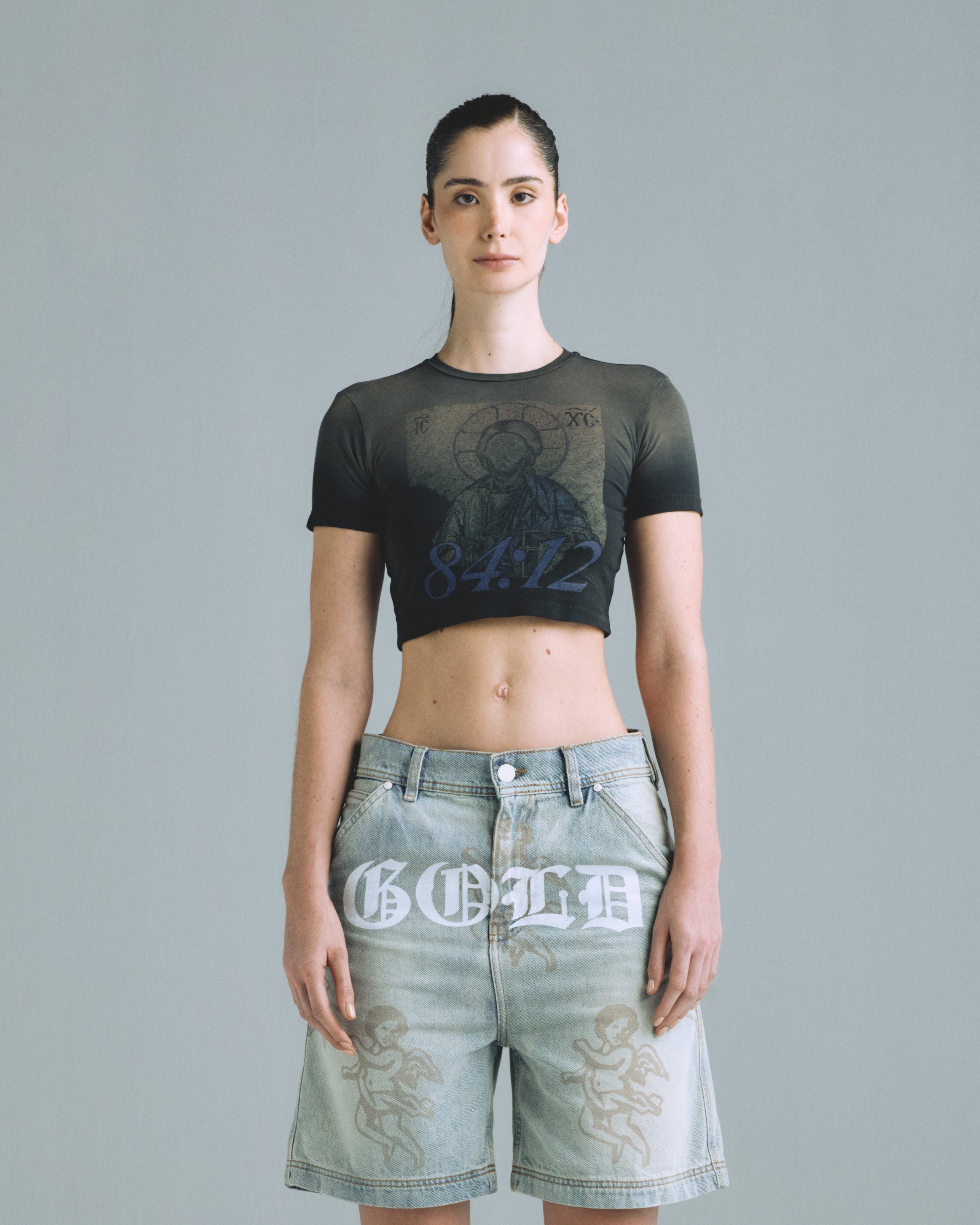 Gratia Plena Pantocrator Baby Tee Vintage Black