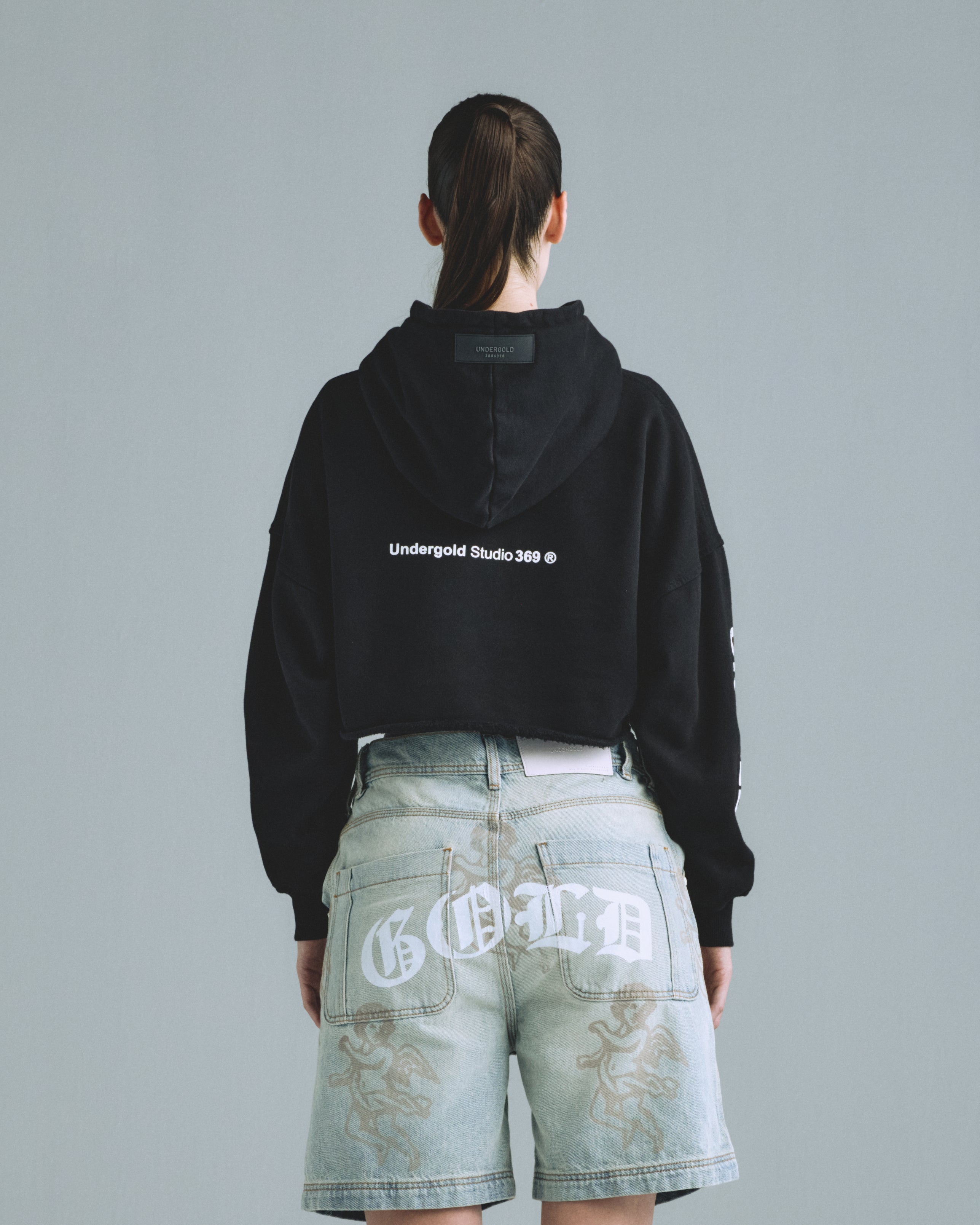 Gratia Plena Saint Matthew Cropped Hoodie Black