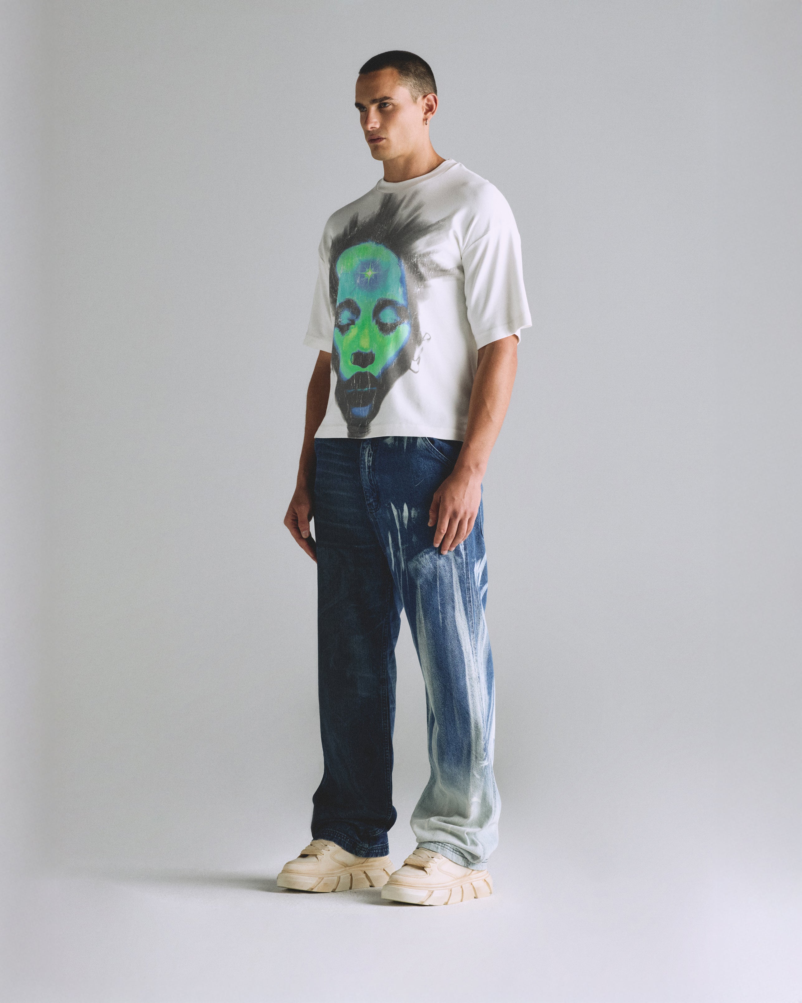 Helios Face Boxy Fit Tshirt White