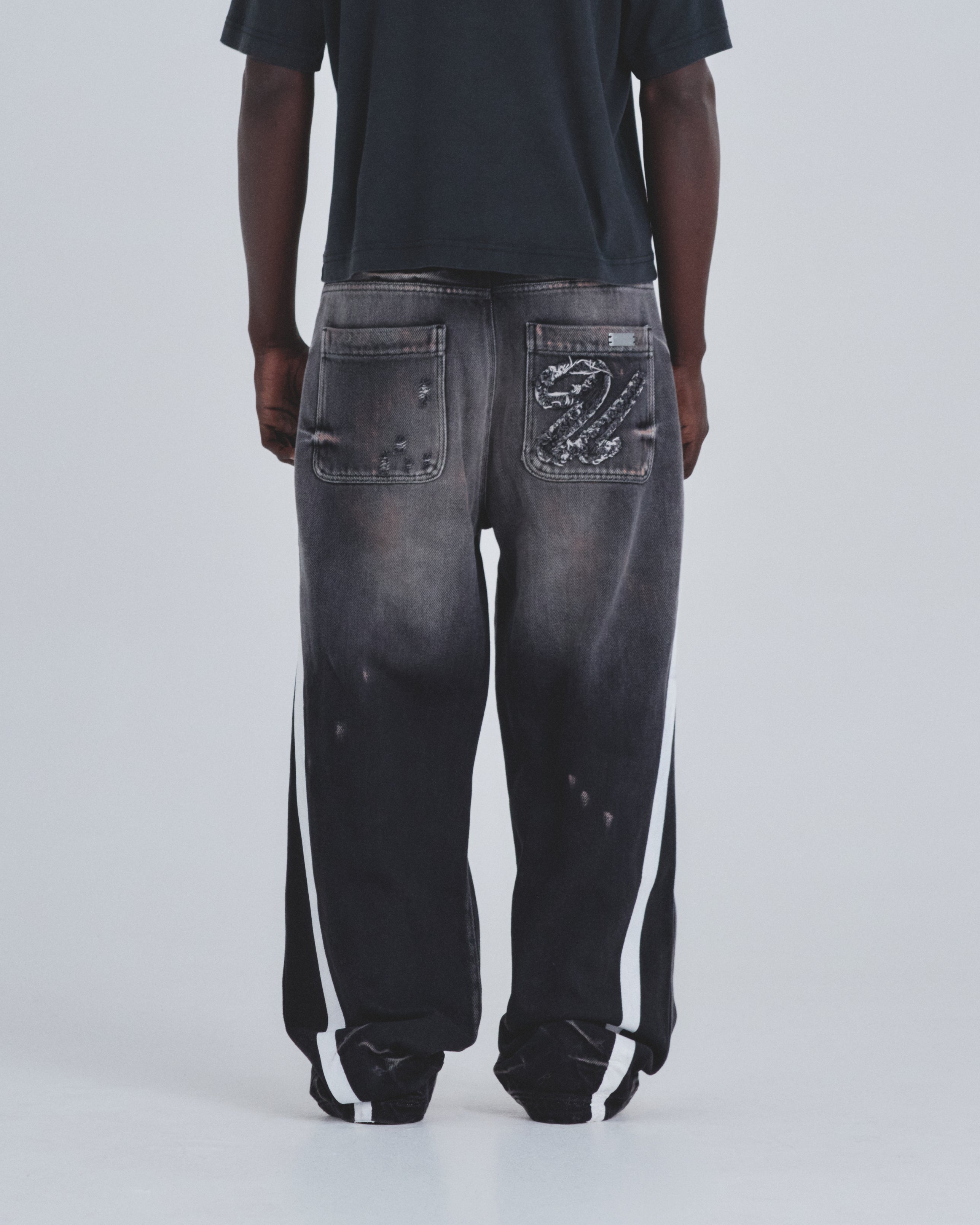 Holy State Stripe Wide Jeans Ash Black