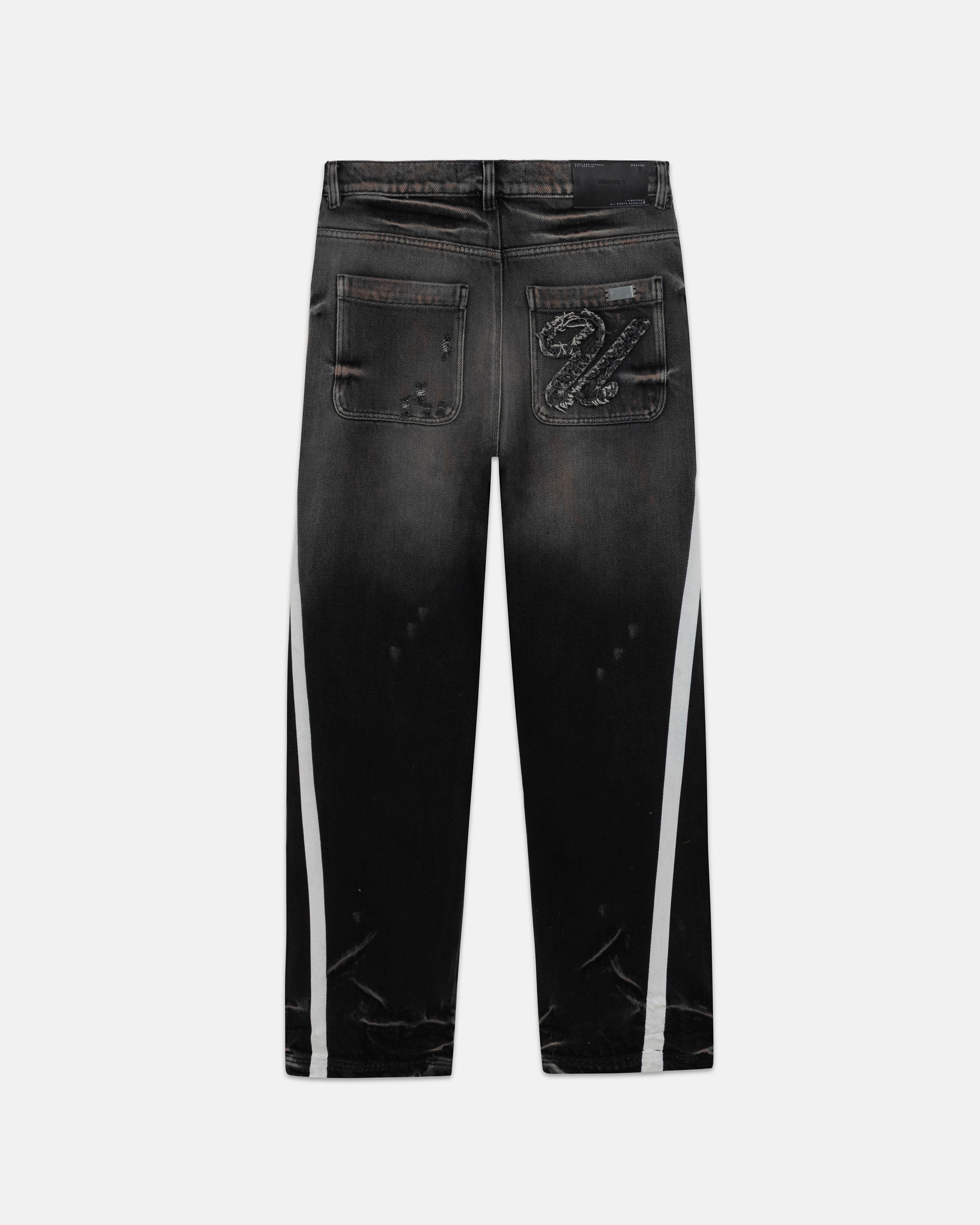 Holy State Stripe Wide Jeans Ash Black