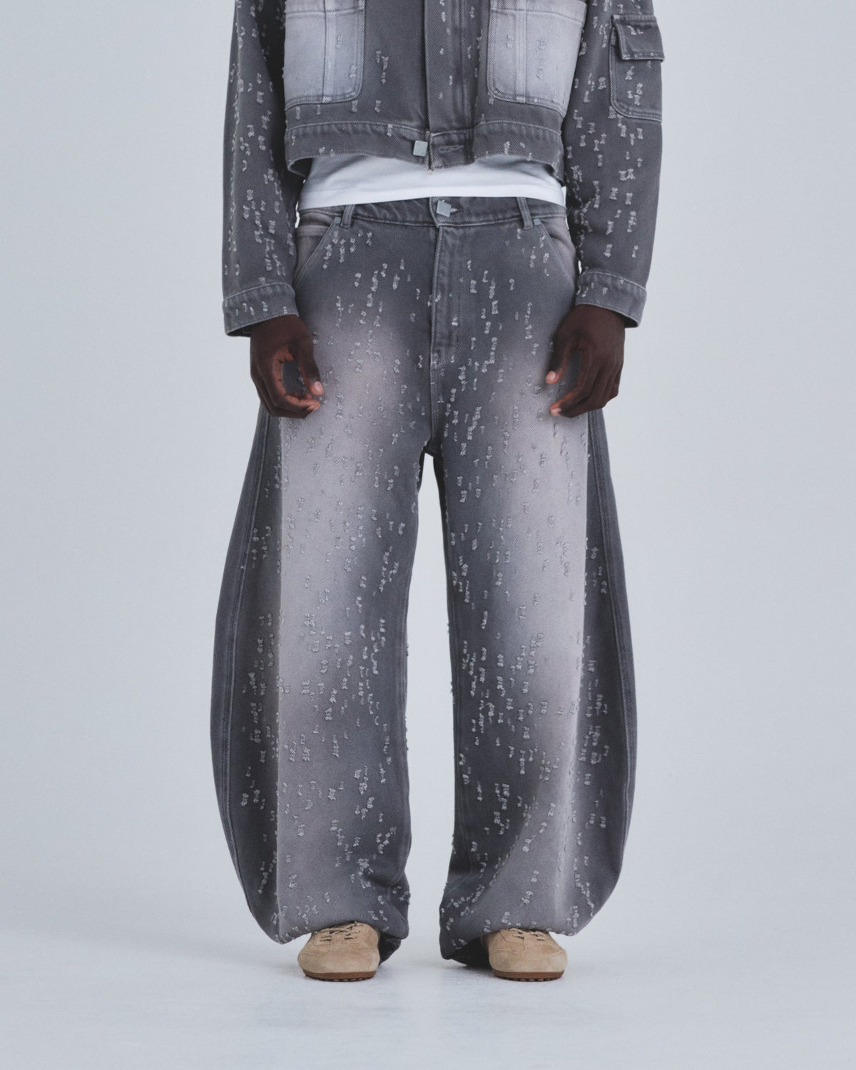Holy State UNDRGLD Ripped Barrel Jeans Washed Gray