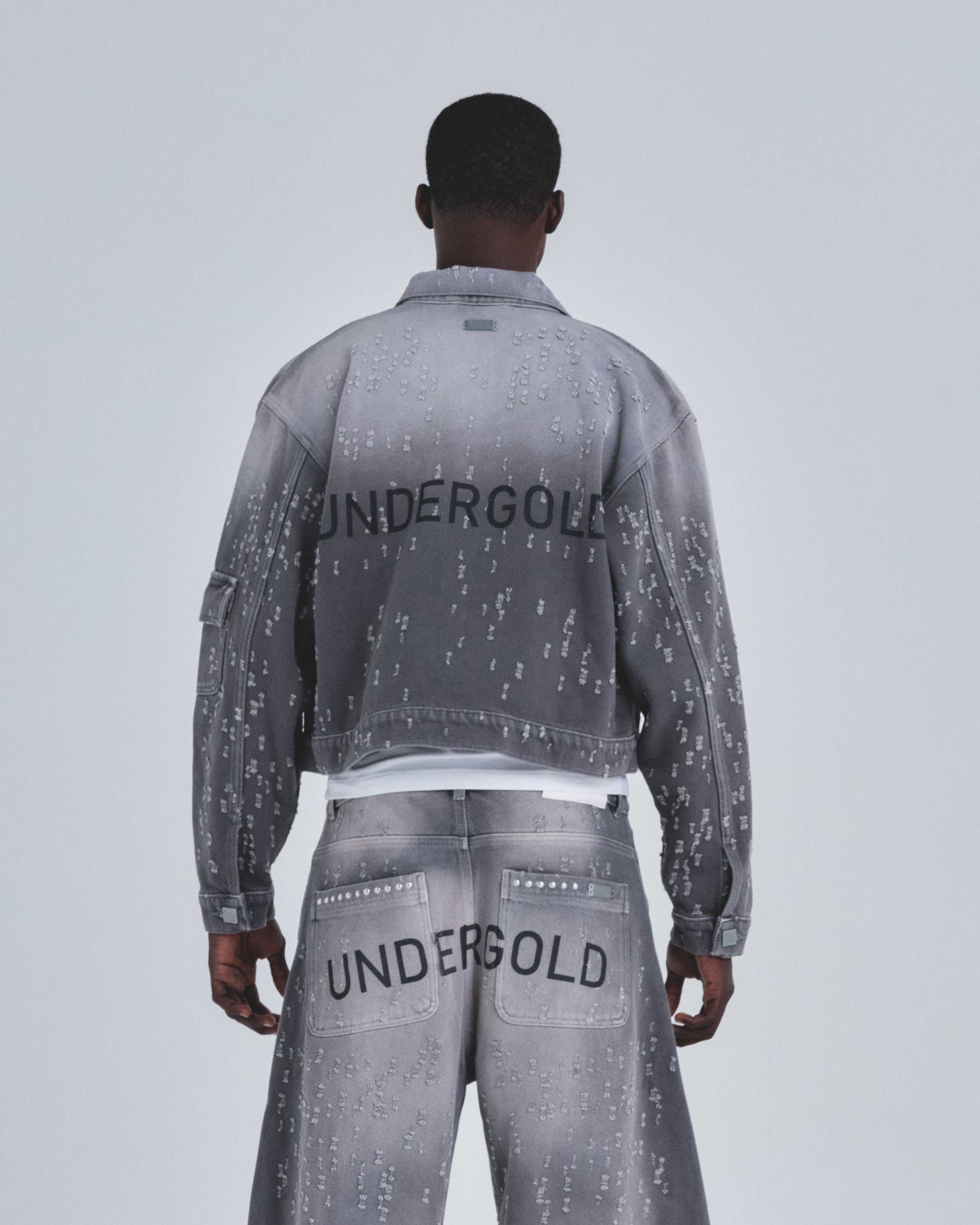 Holy State UNDRGLD Ripped Jacket Washed Gray